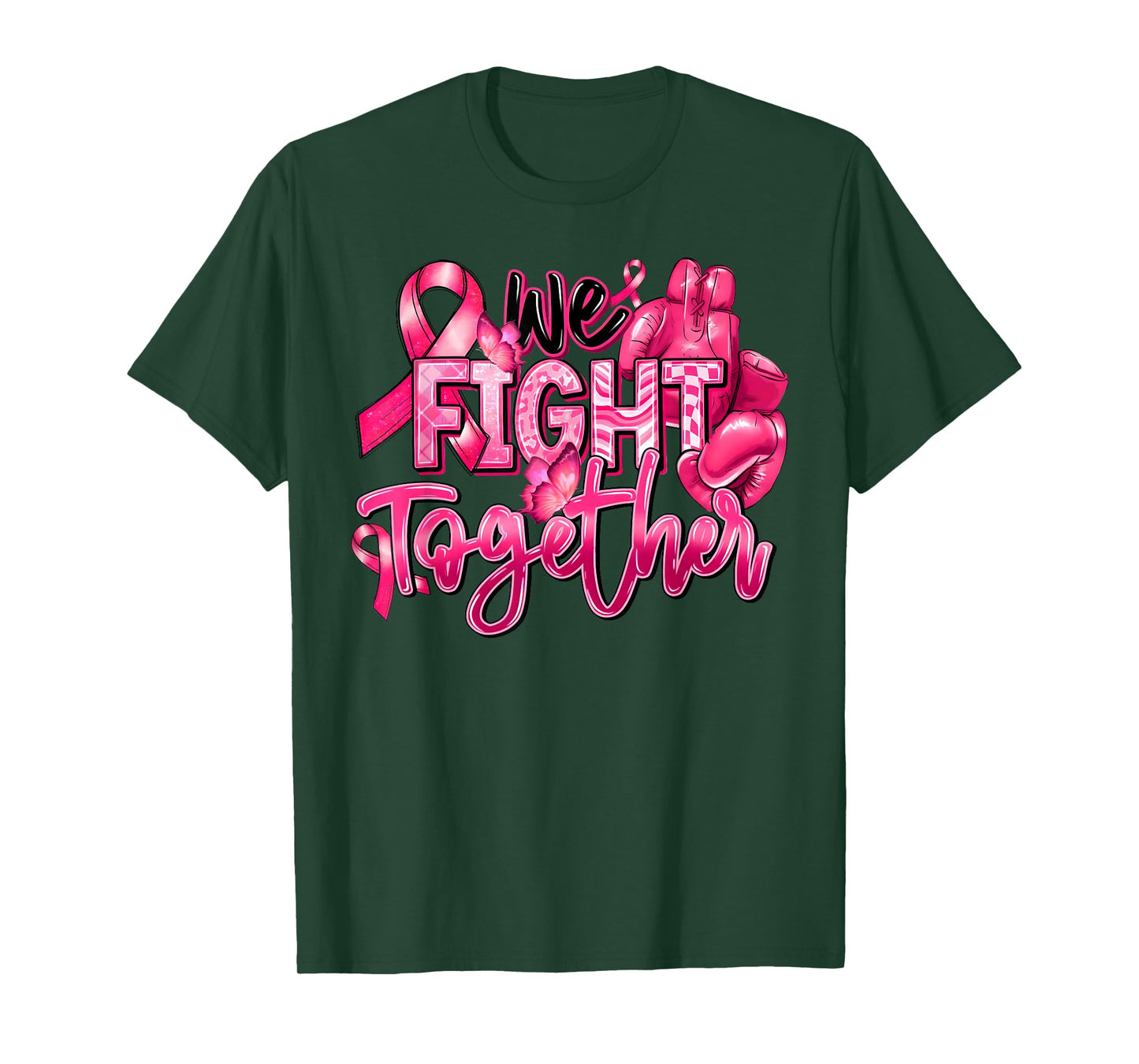 We Fight Together Gloves Boxing Breast Cancer Awareness Pink T-Shirt