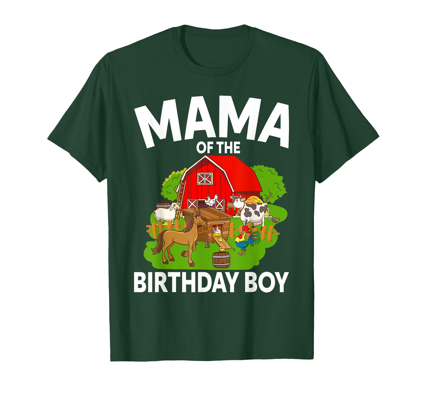 Mama Of The Birthday Boy Farm Animal Bday Party Celebration T-Shirt
