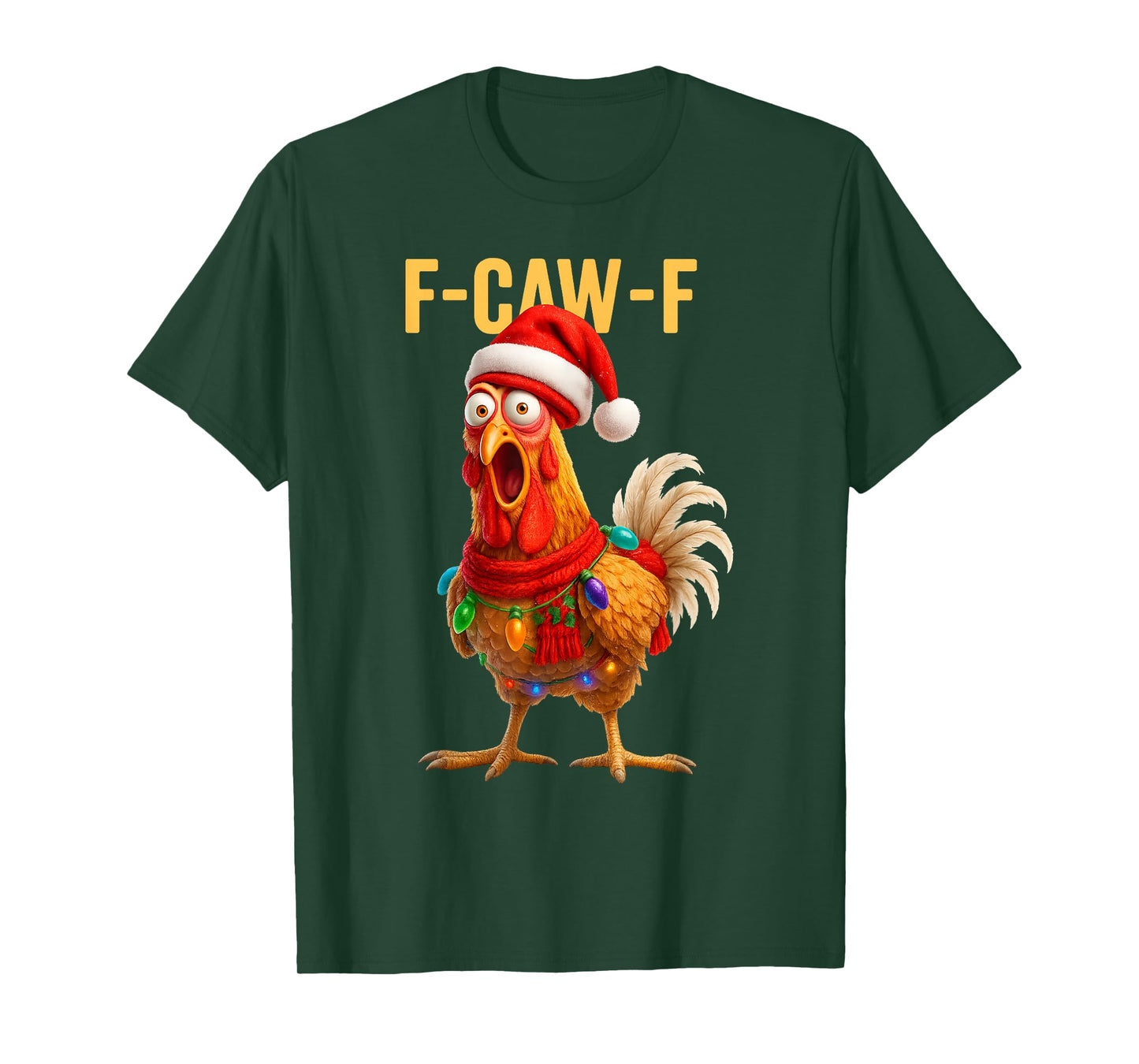 Funny F-Caw-F Chicken FCAWF Chicken Christmas Santa Hat T-Shirt