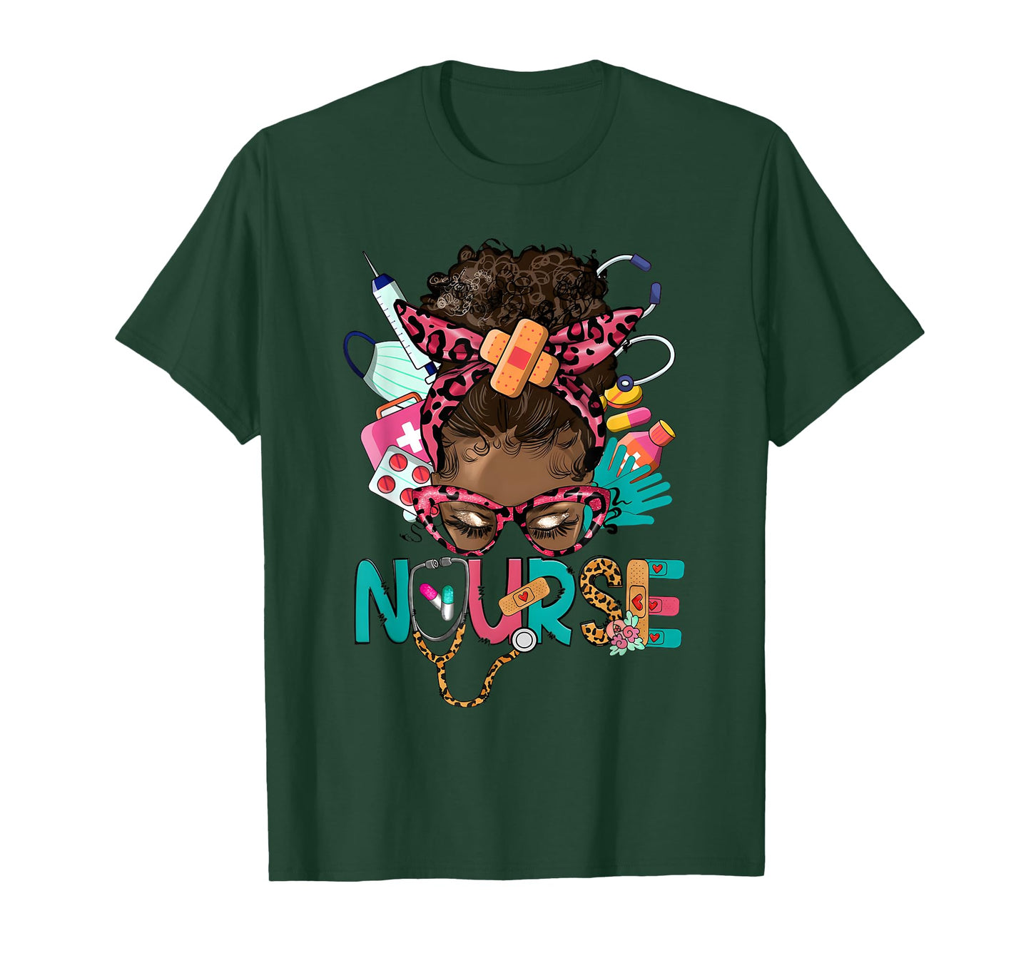 Black Melanin Nurse Black History Month Afro Hair T-Shirt