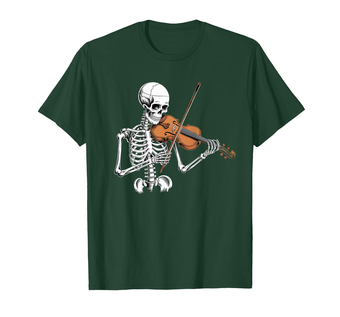 Backprinted Skeleton Playing Violin Music Funny Skeleton T-Shirt