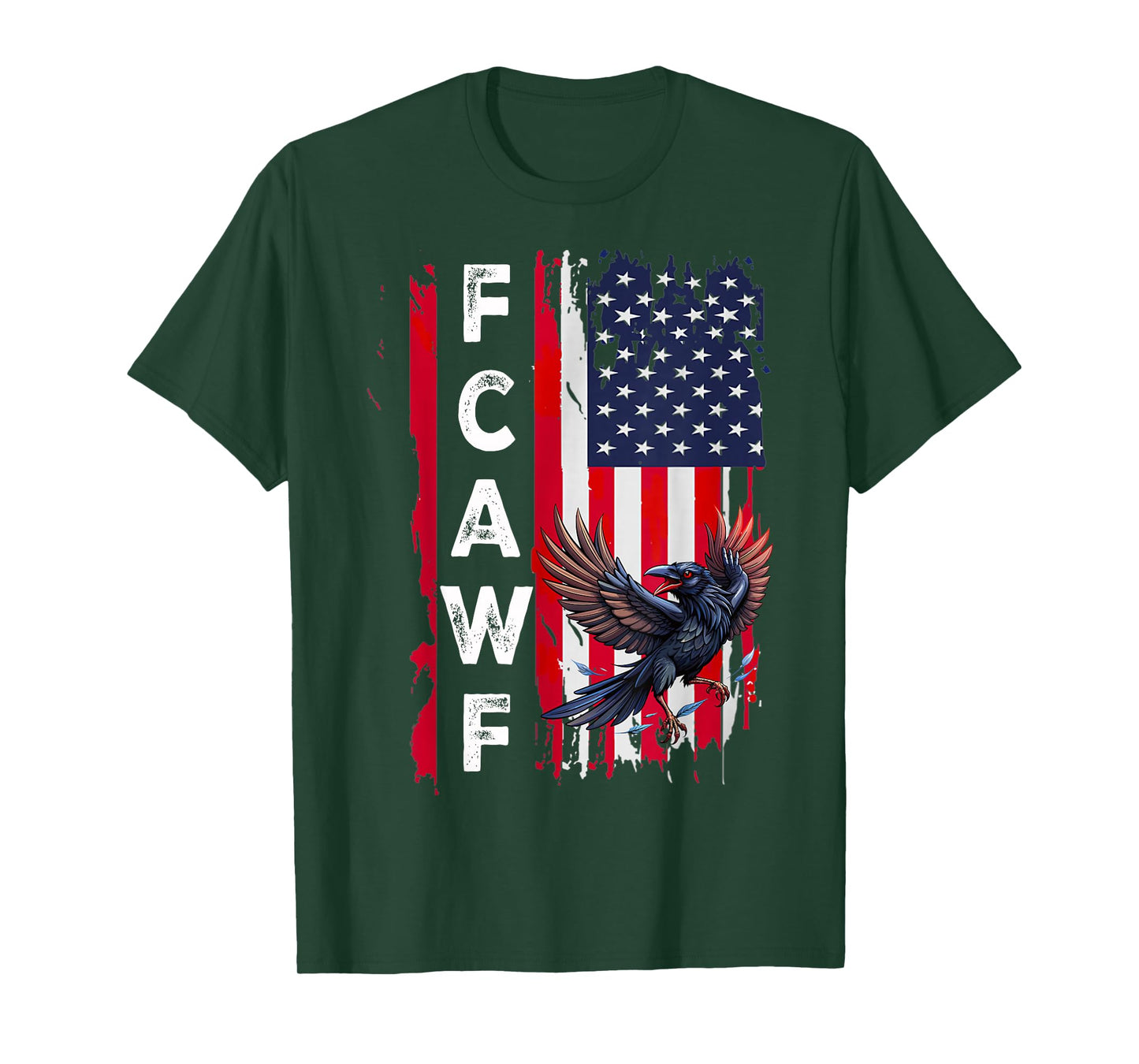 F-Caw-F Black Crow Black Bird Retro USA Flag Vintage F-Caw-F T-Shirt