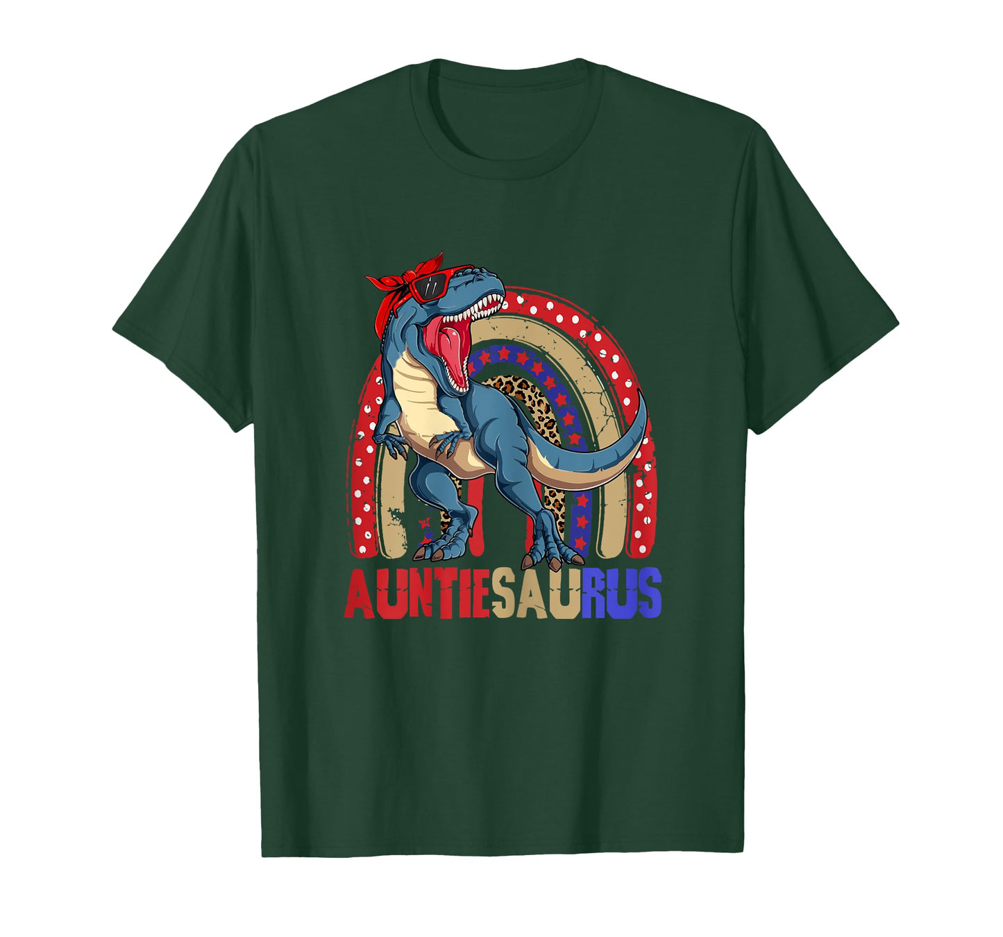 Auntiesaurus T Rex Dinosaur Auntie Saurus Family 4th of July T-Shirt for Women