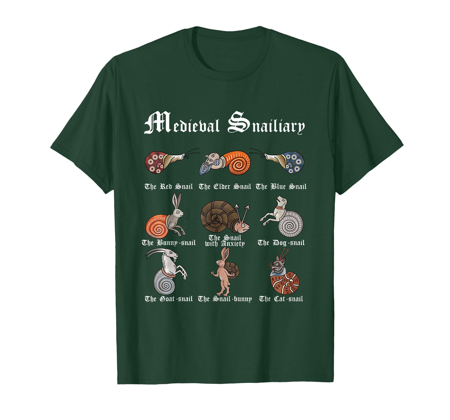Medieval Marginalia - Medieval Snailiary - Snails T-Shirt
