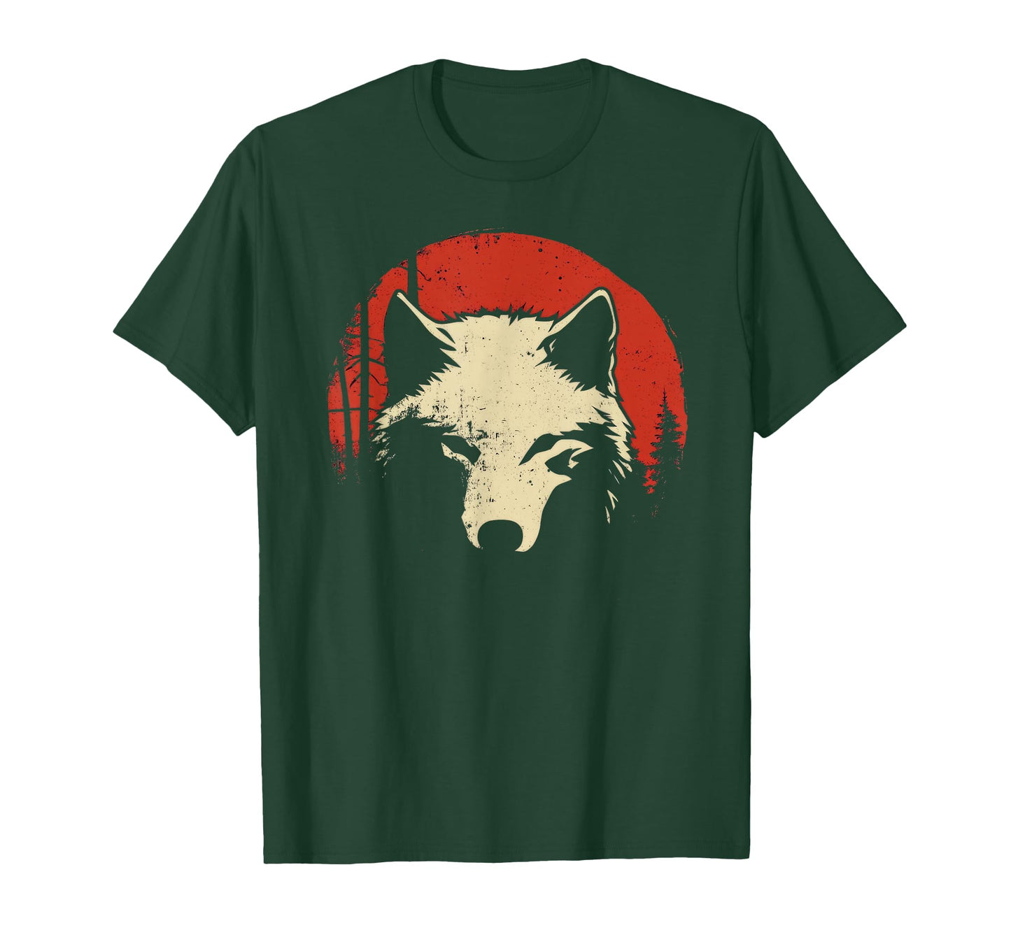 Wolf Graphic Tee Red Moon Wildlife Animal Wolf Japanese T-Shirt