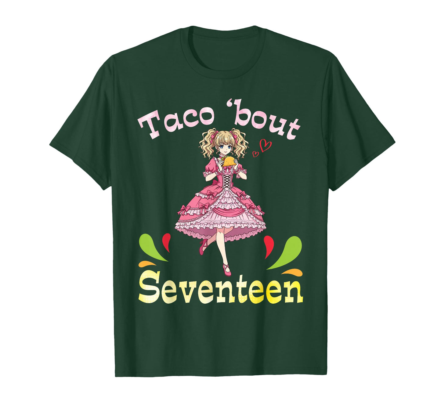 Cute Girl and Tacos I Taco Bout Seventeen Years Old Birthday T-Shirt