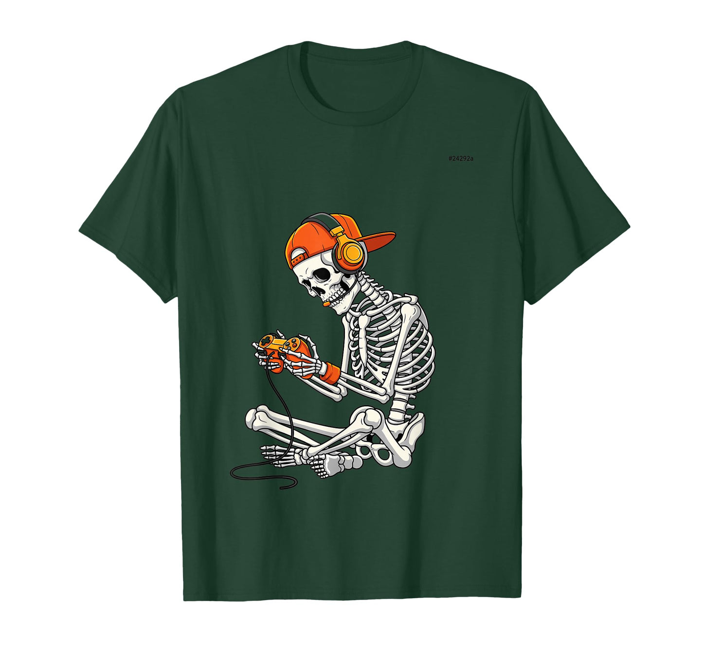 Gamer Skeleton Halloween Backwards Hat Controller Spooky T-Shirt