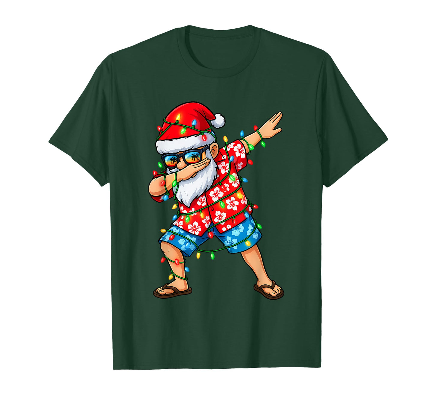 Dabbing Santa Christmas In July Boys Men Hawaiian Xmas Dab T-Shirt
