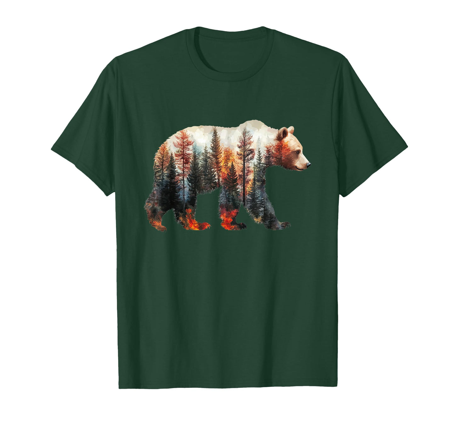 Bear Forest Mountains Trees Nature Sunset Outdoor Graphic T-Shirt