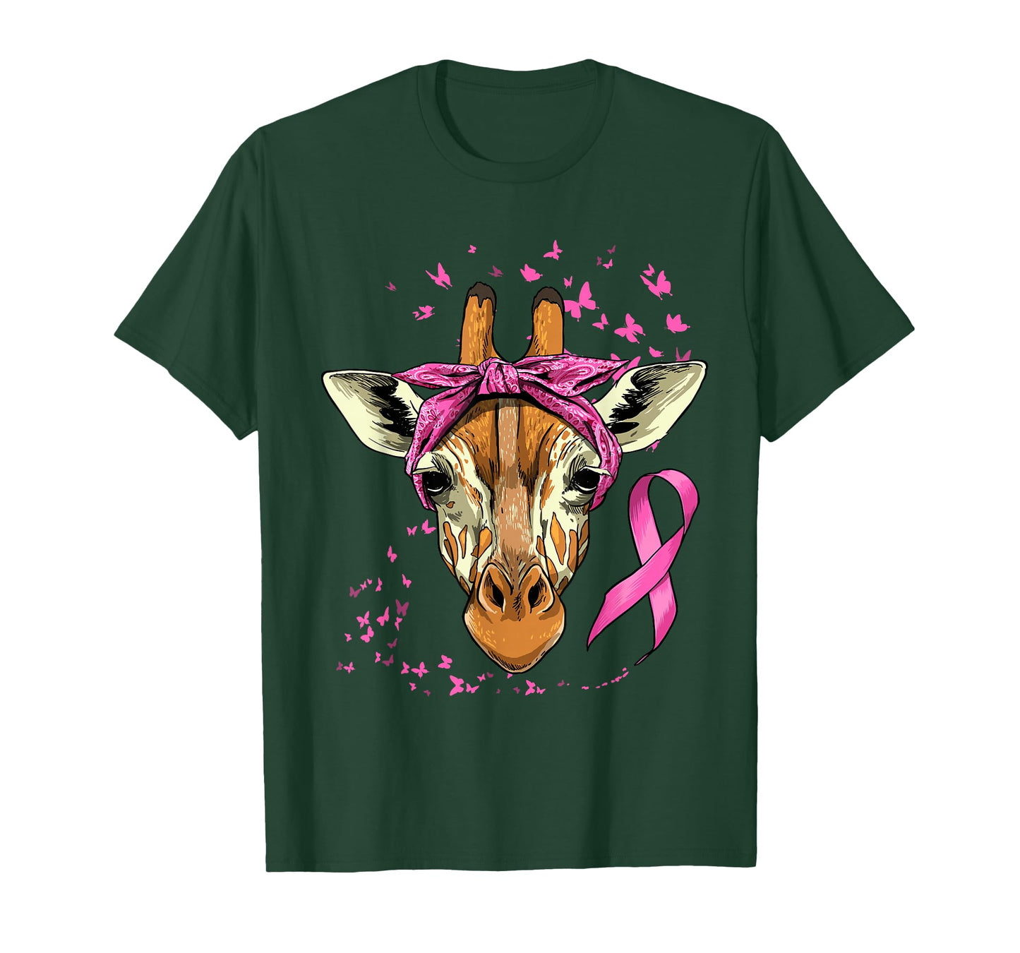 Giraffe Breast Cancer Awareness Pink Ribbon Cancer Survivor T-Shirt