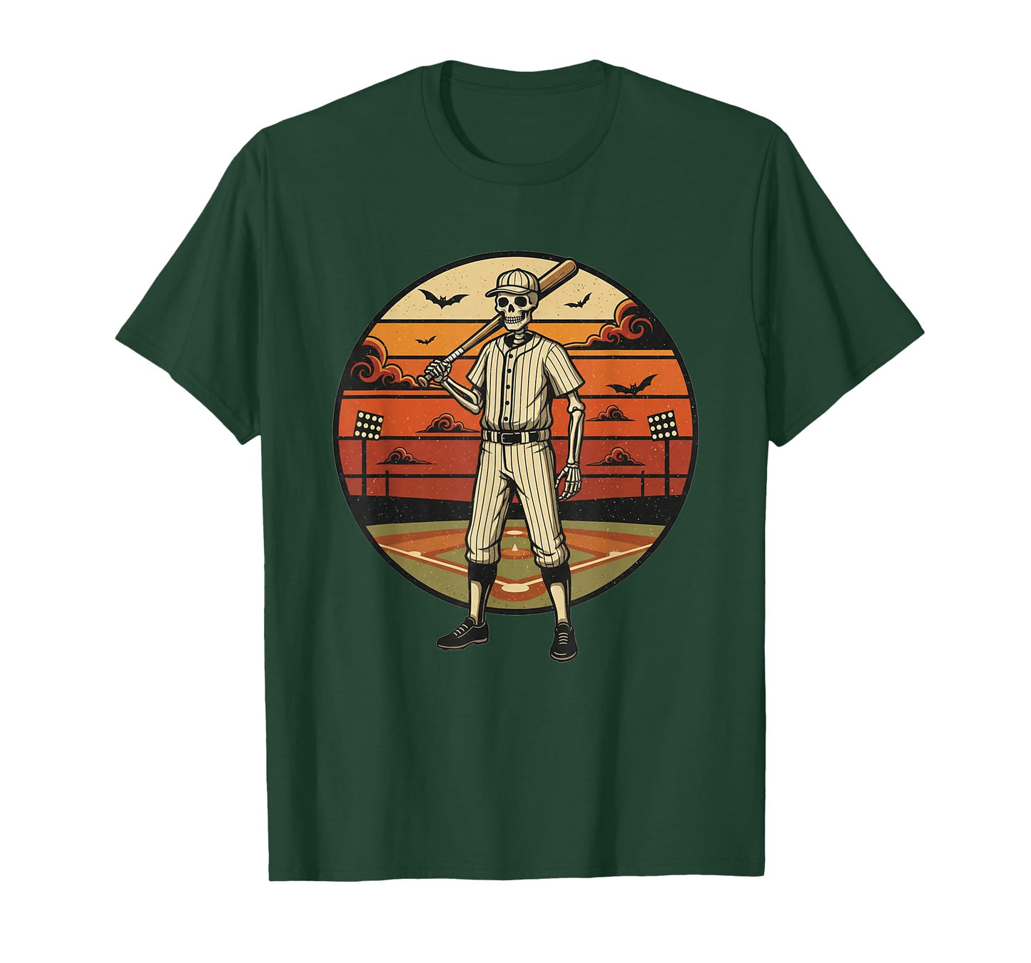 Spooky Vintage Baseball Skeleton Shirt Creepy Halloween Tee T-Shirt