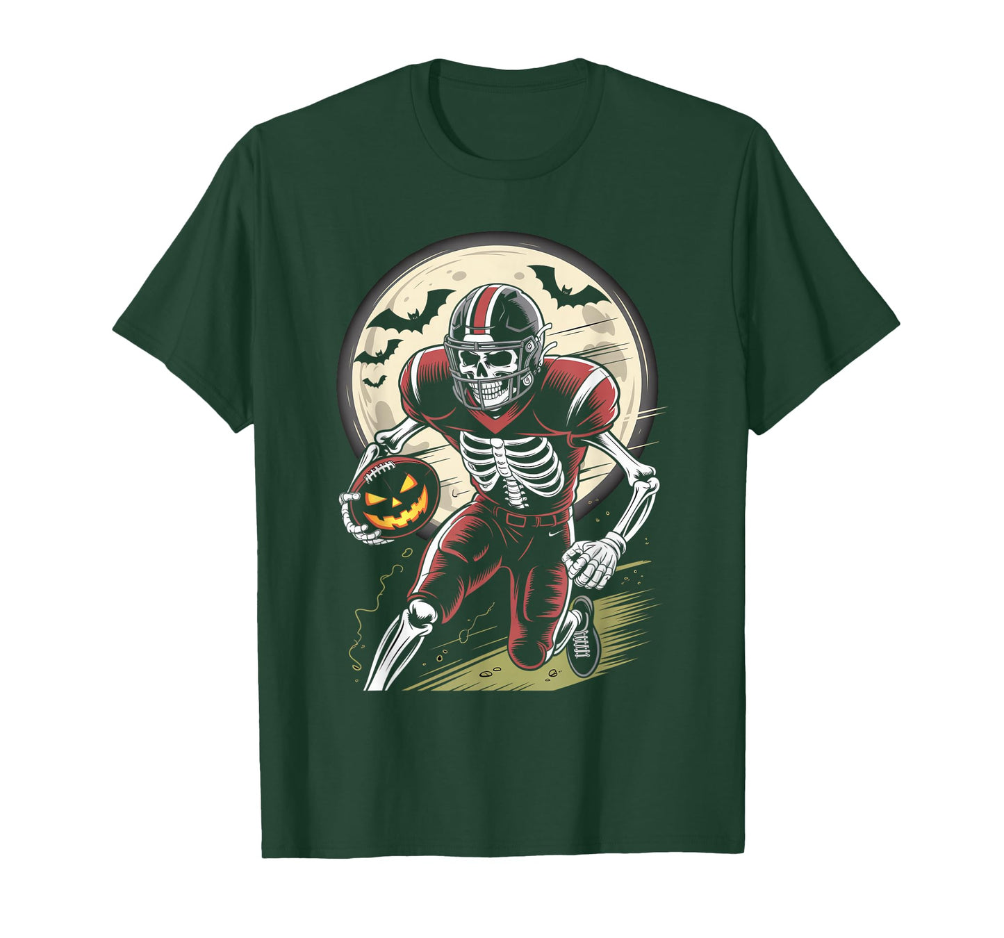 Skeleton American Football Halloween - Spooky Season Player T-Shirt