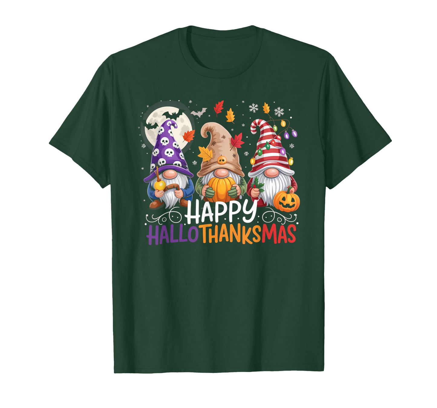 HalloThanksMas Gnomes Halloween Thanksgiving T-Shirt