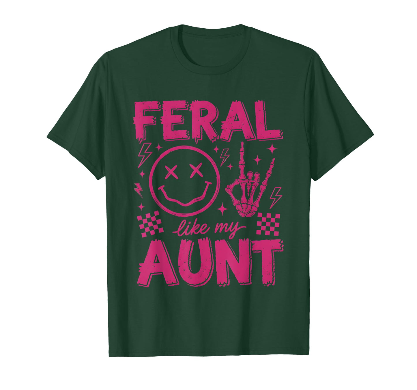 Feral Like My Aunt Funny Skeleton Hands Retro T-Shirt
