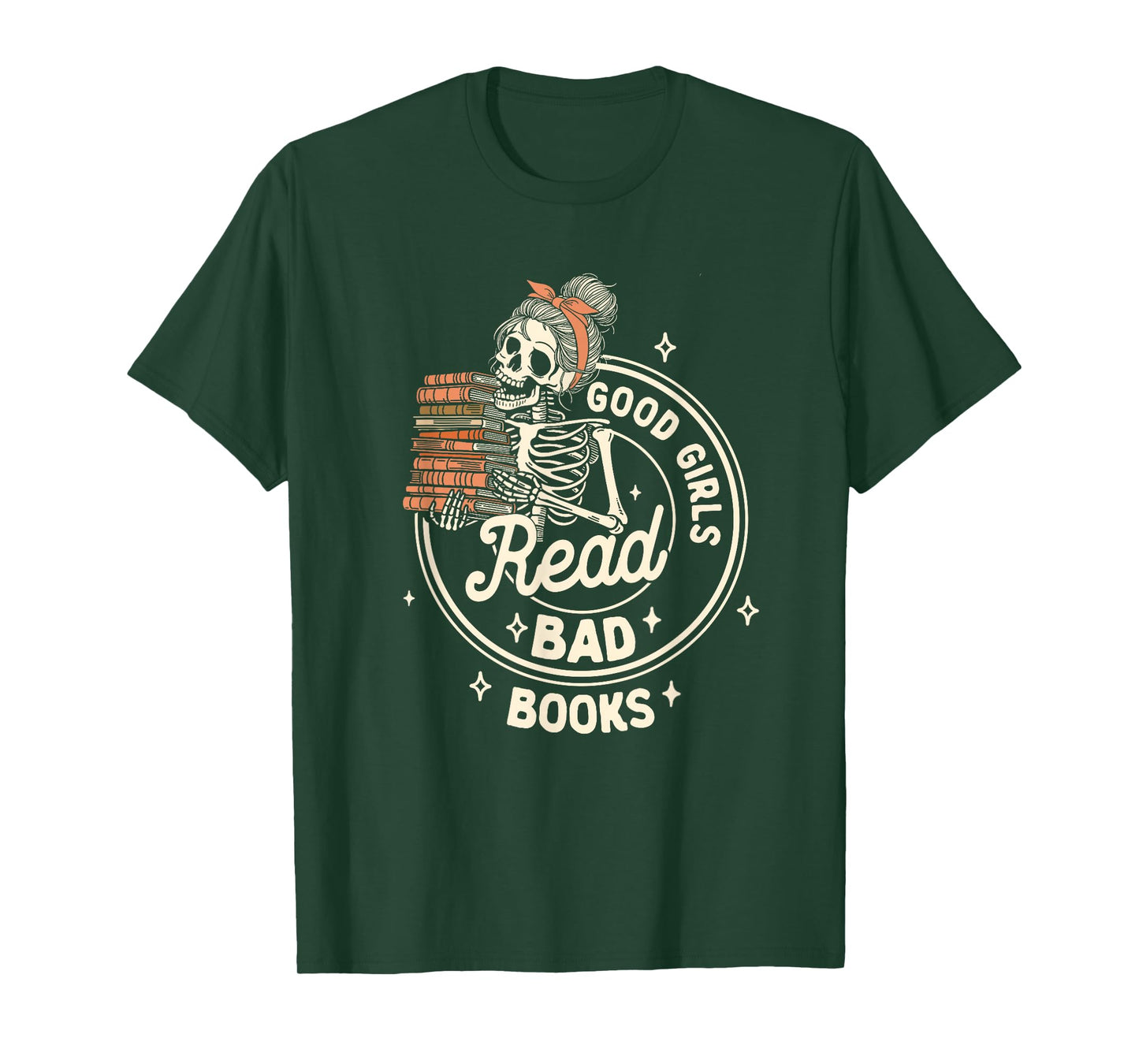 Good Girls Read Bad Books Funny Reader Dark Romance Skeleton T-Shirt