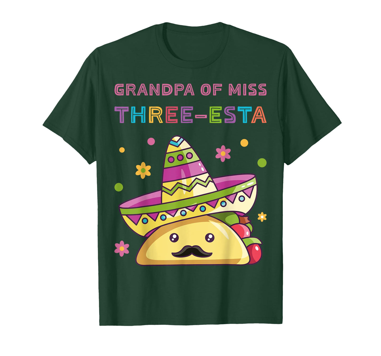 Grandpa of Miss Three-Esta Mexican Fiesta 3rd Birthday Party T-Shirt