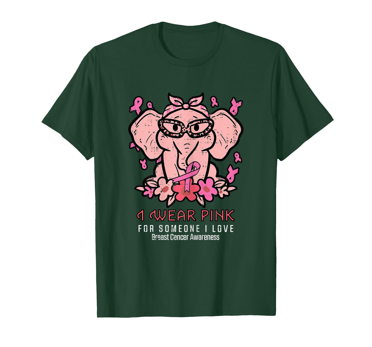 Breast Cancer Pink For Someone I Love Awareness Elephant T-Shirt