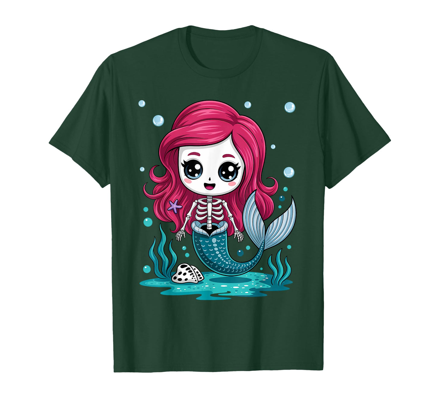 Cute Skeleton Mermaid Halloween T-Shirt