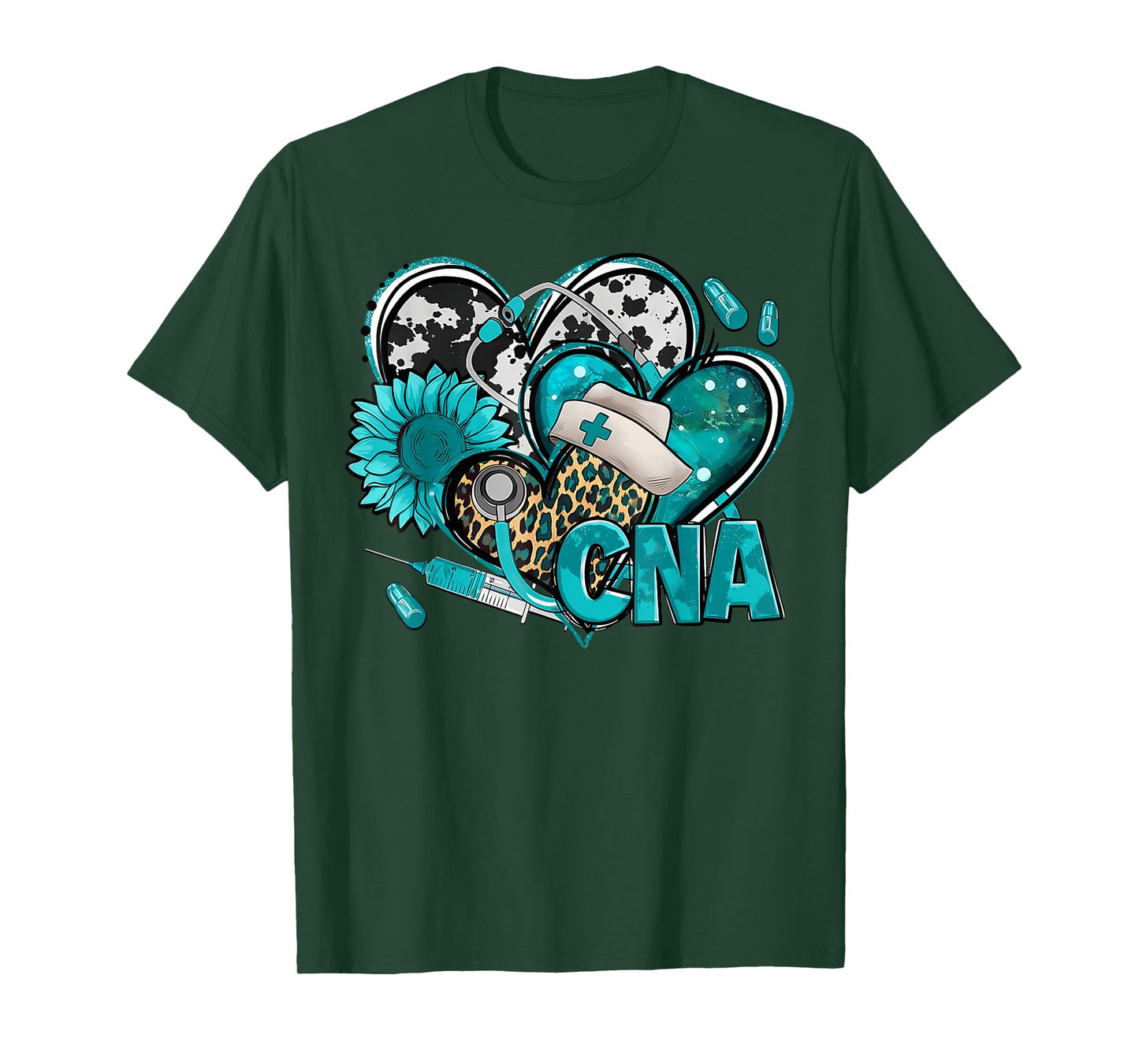 CNA Heart Teal Sunflower Cervical Cancer Awareness Warrior T-Shirt