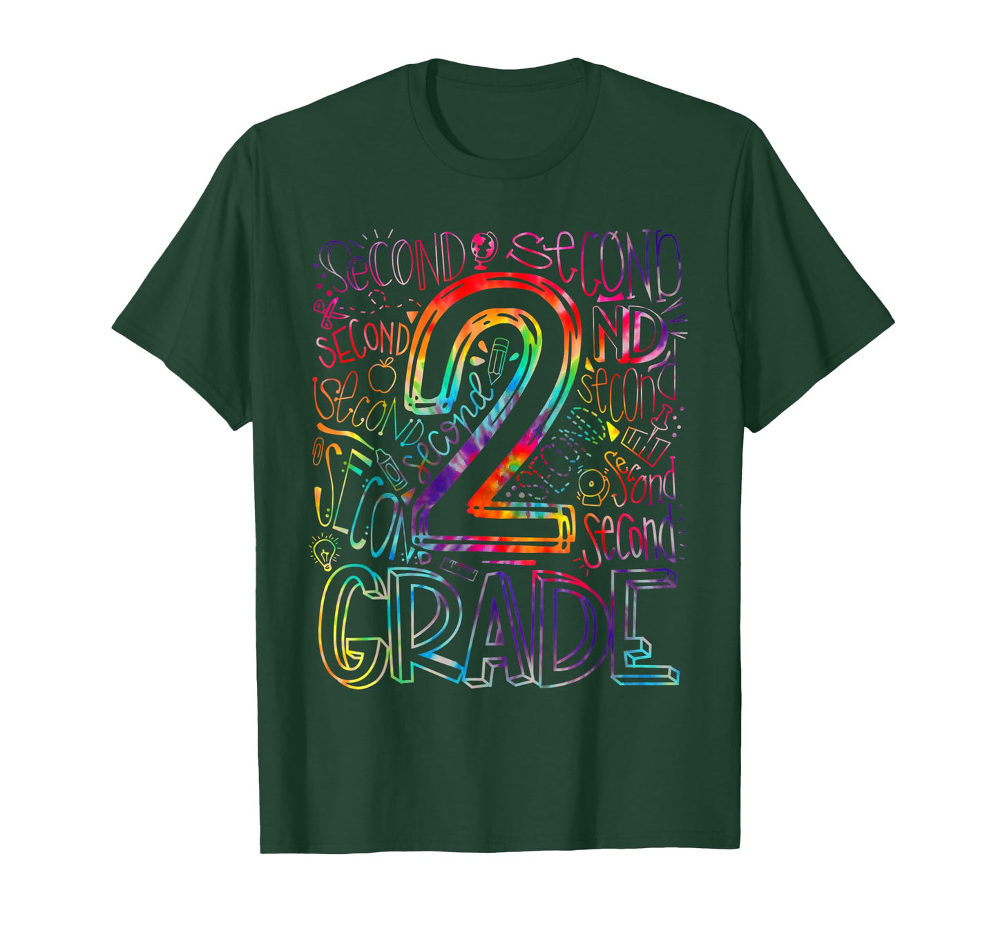 Tie Dye 2nd Grade Typography Team Second Grade Teacher Kids T-Shirt