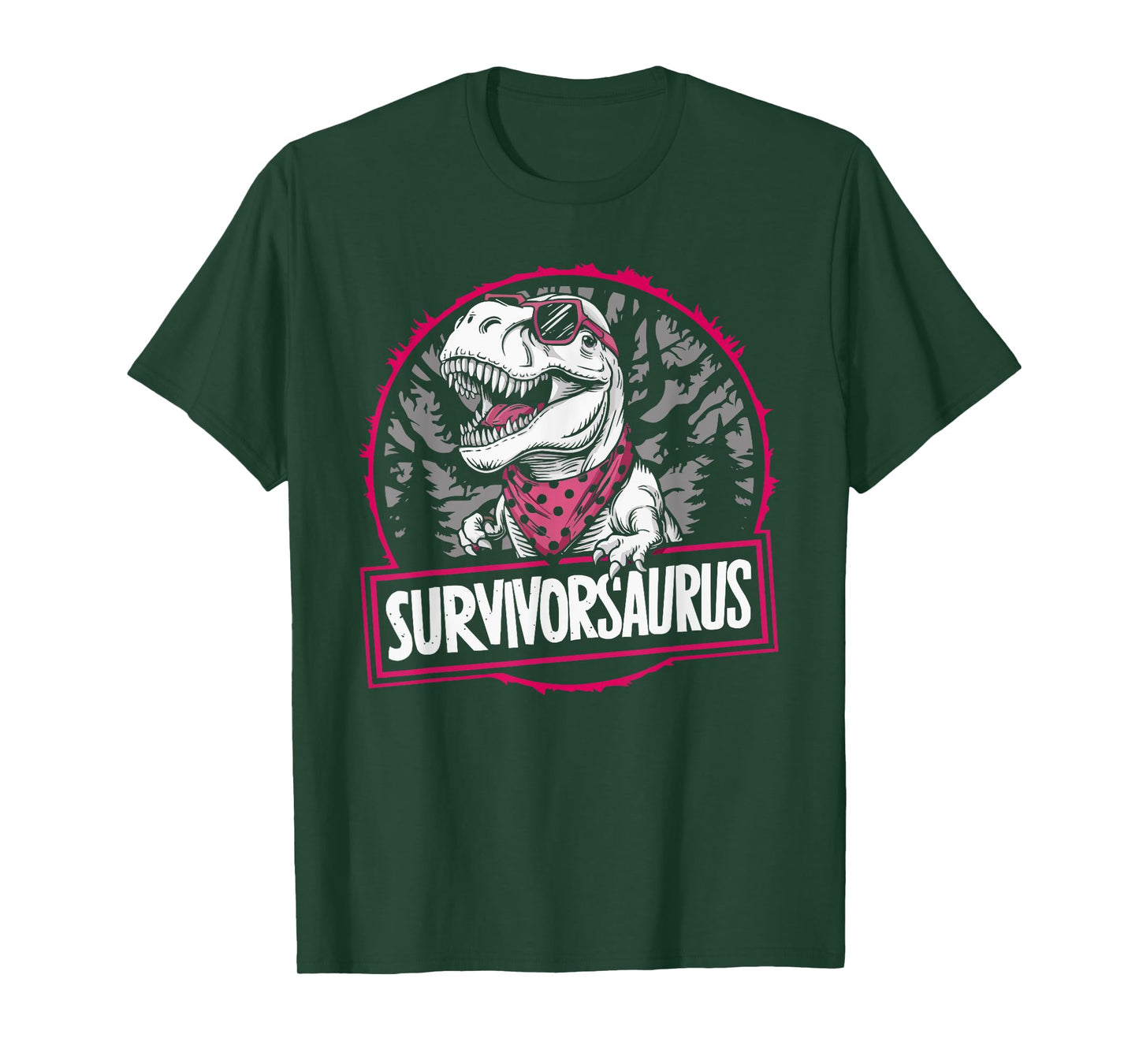 Dinosaur Breast Cancer Awareness Cancer Support Pink Ribbon T-Shirt