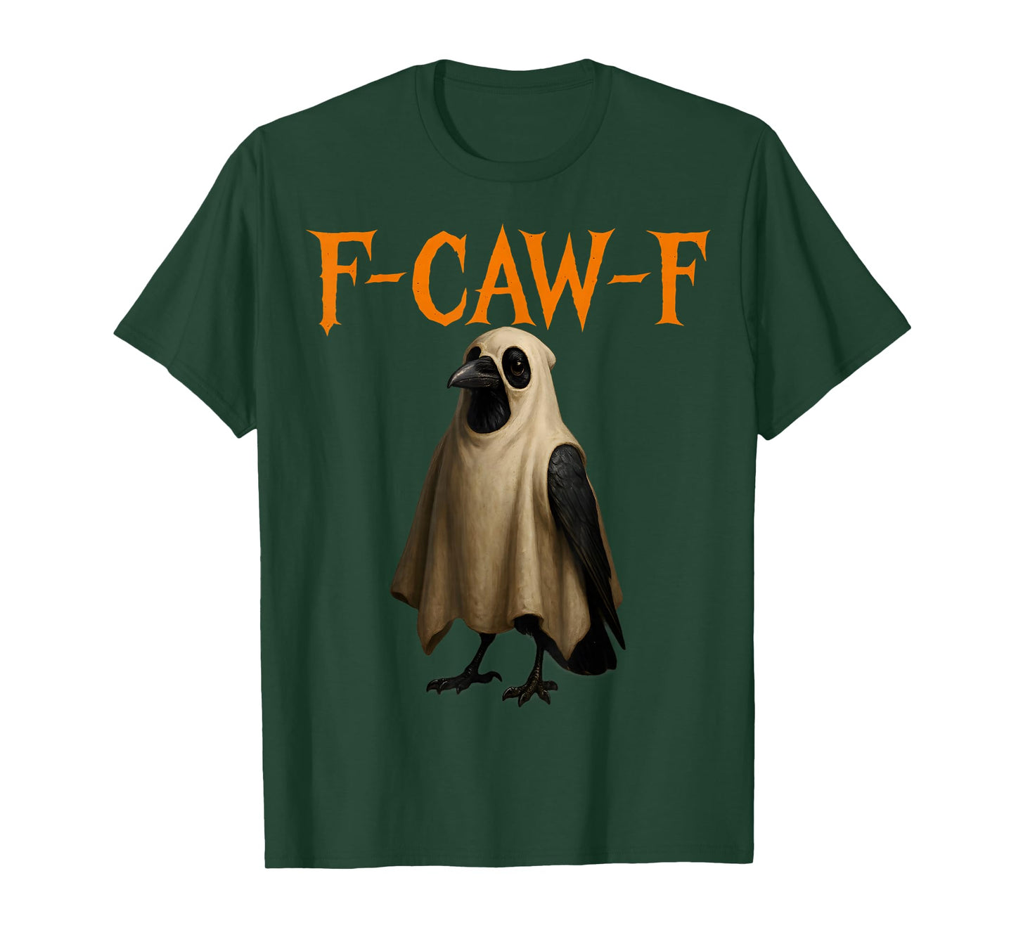 Funny Crow Ghost Costume F-Caw-F Halloween Bird Pun Design T-Shirt