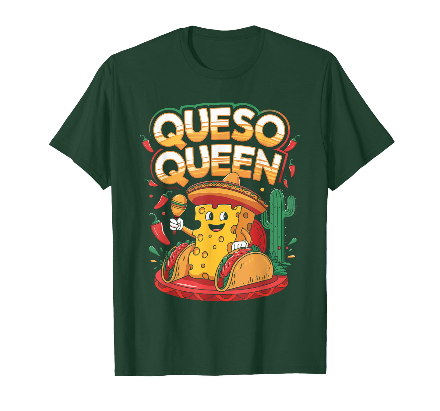 Queso Queen Shirt with Fiesta Floral Design T-Shirt