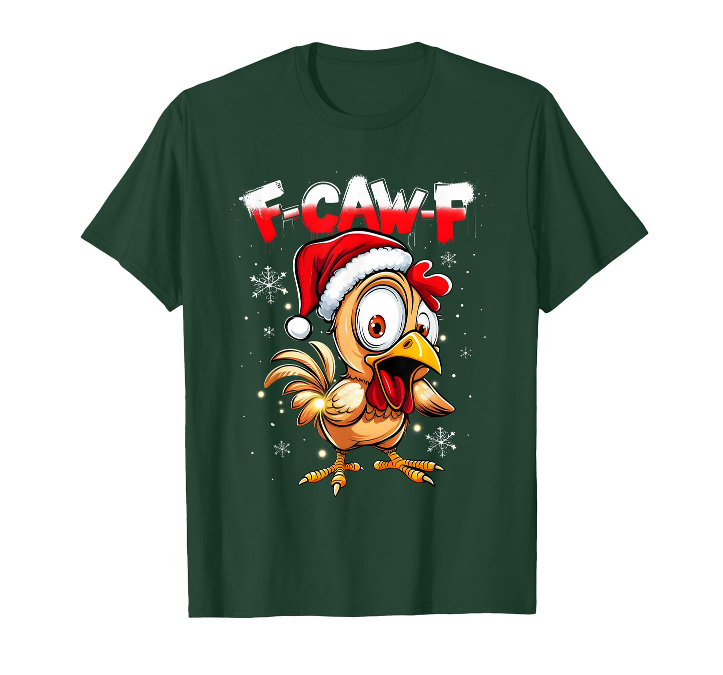 F-Caw-F Funny Chicken Humor Santa Christmas Rooster Joke T-Shirt