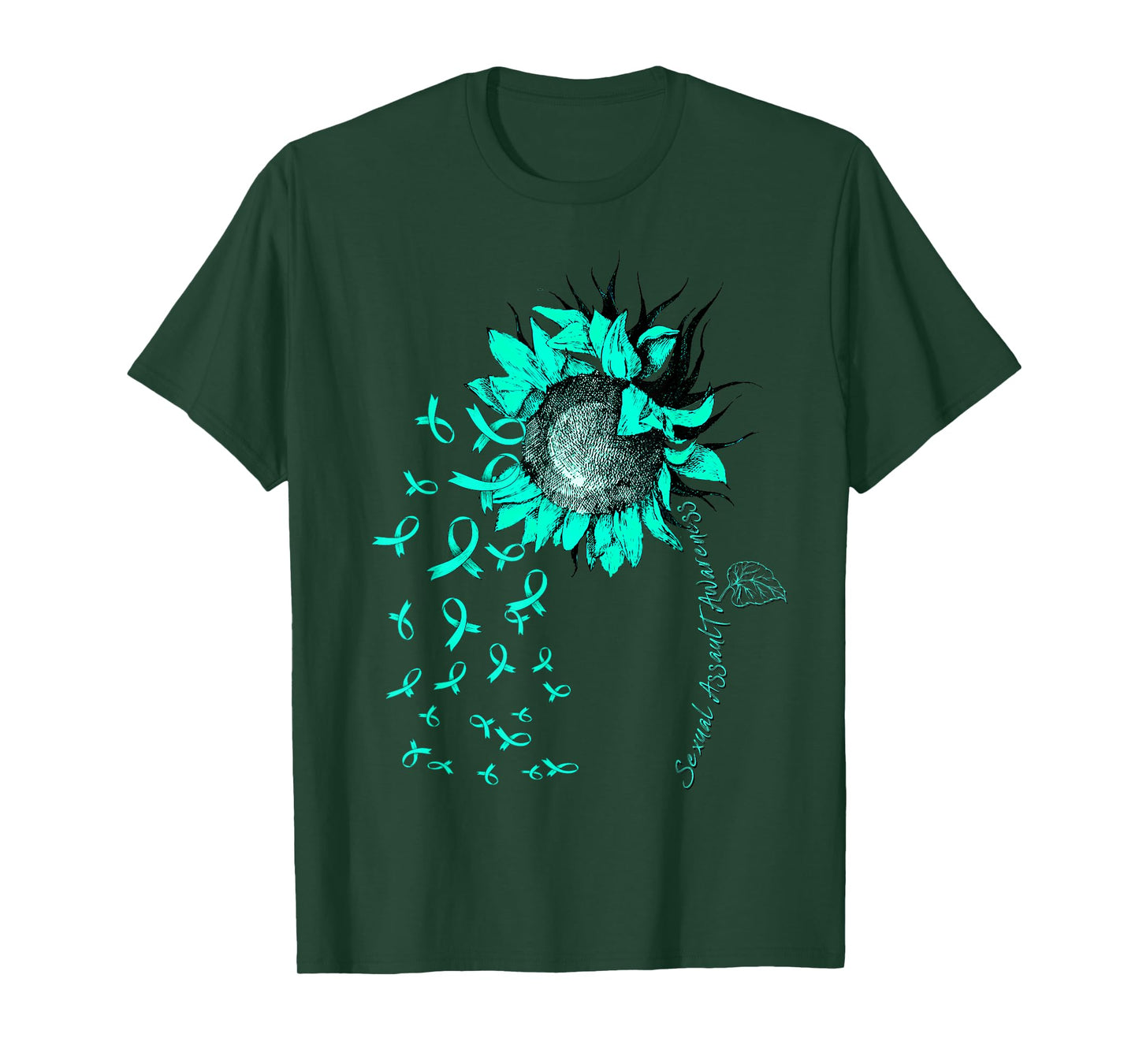 SEXUAL ASSAULT AWARENESS Sunflower Teal Ribbon T-Shirt