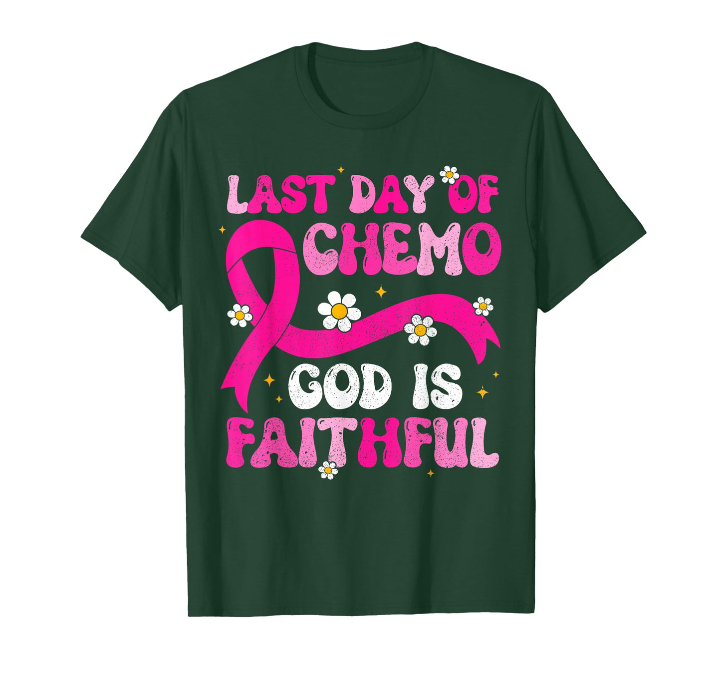 Last Day of Chemo God Pink Ribbon Breast Cancer Awareness T-Shirt