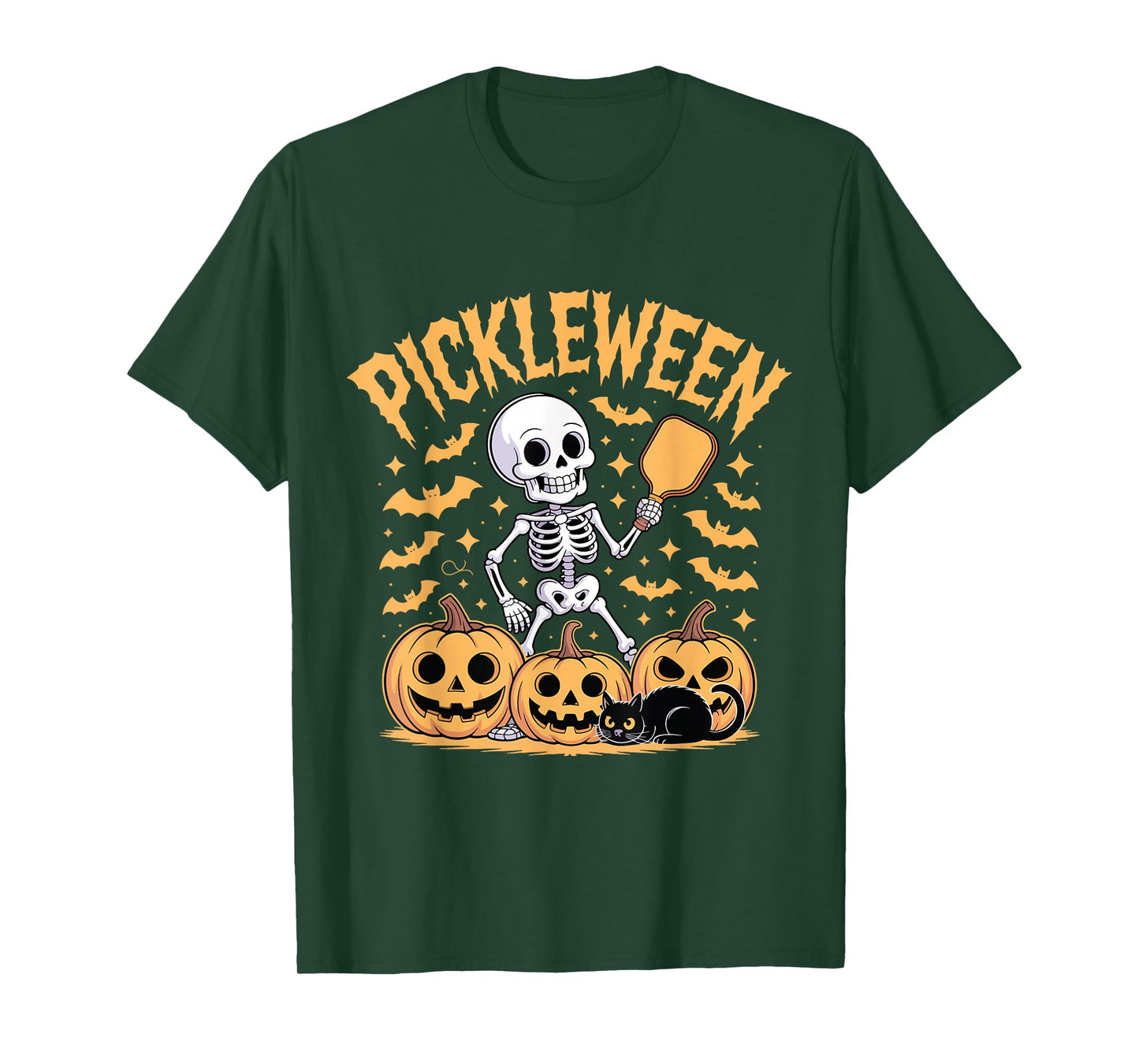Pickleween Pickleball Player Funny Halloween Skeleton T-Shirt