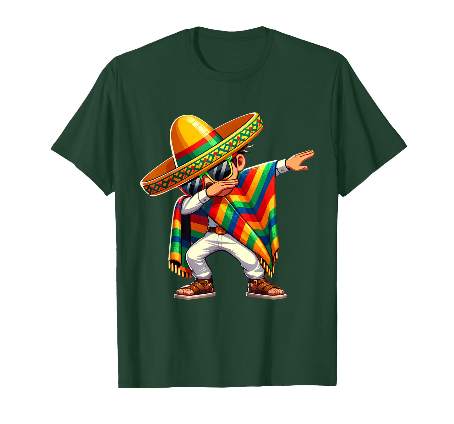Dabbing Mexican Sunglasses Cinco de Mayo Dab Boys Girls Kids T-Shirt