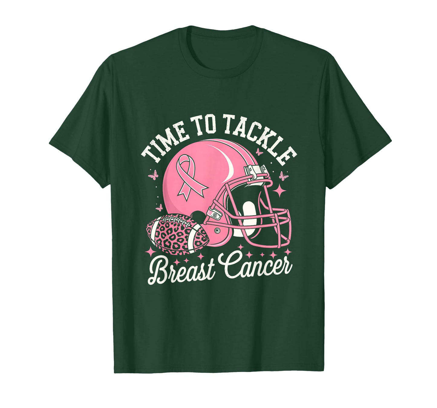 Tackle Football Breast Cancer Awareness Pink Ribbon Boys Kid T-Shirt