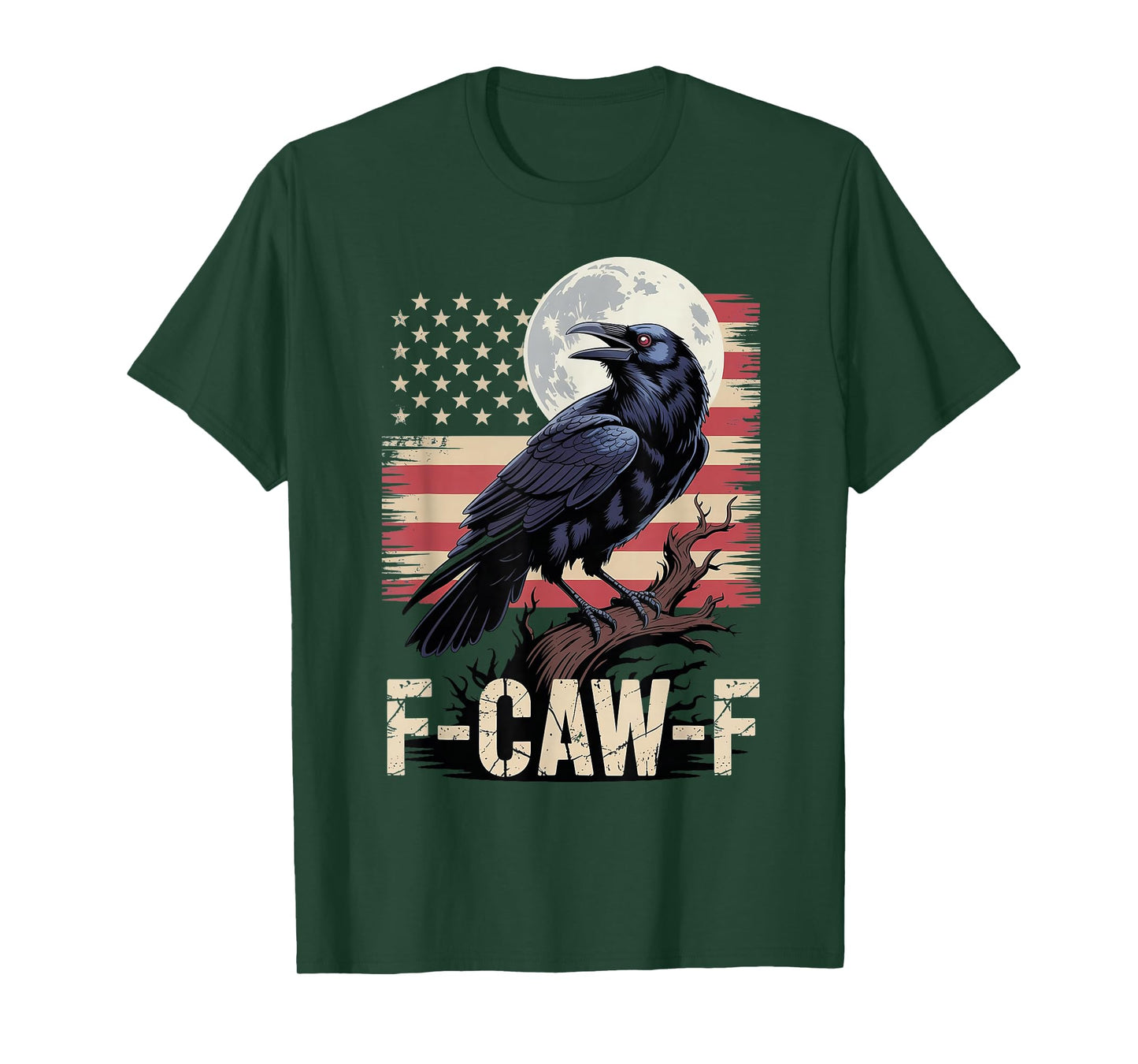 F-Caw-F Black Crow Black Bird Vintage USA Flag F Caw F T-Shirt