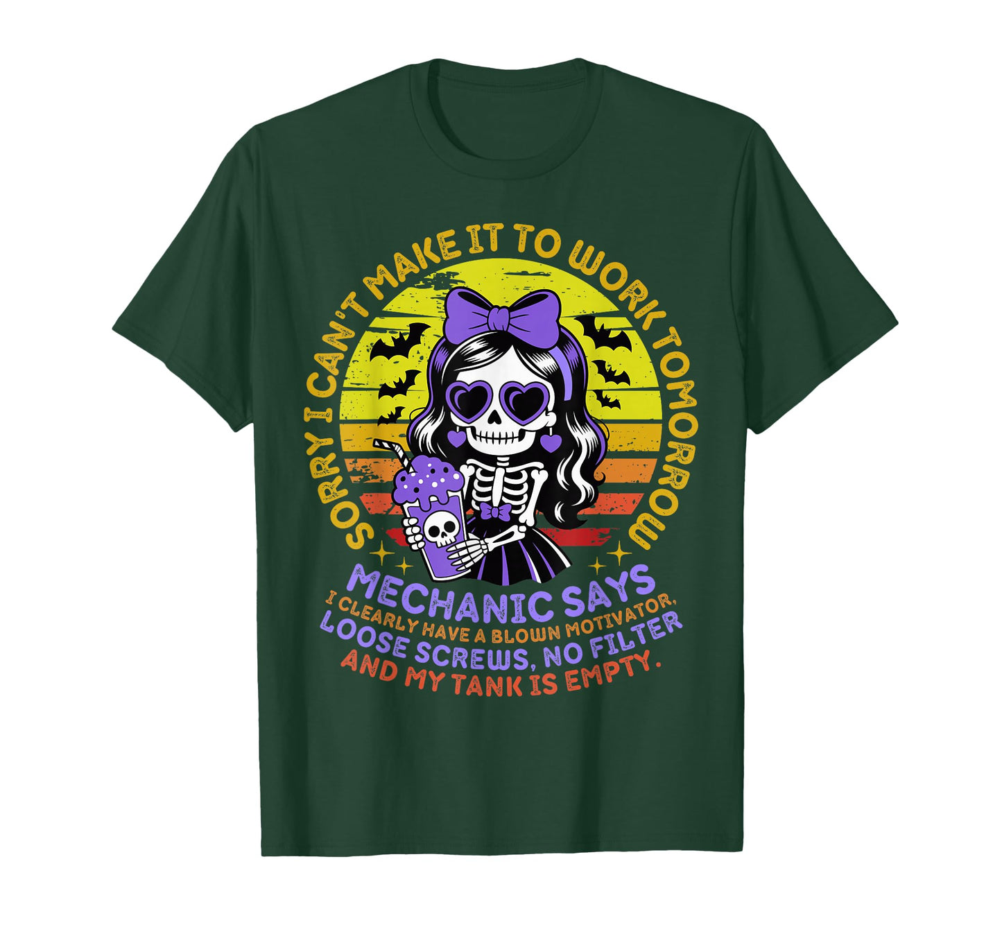 Sorry I Can't Make It to Work Tomorrow Funny Halloween T-Shirt
