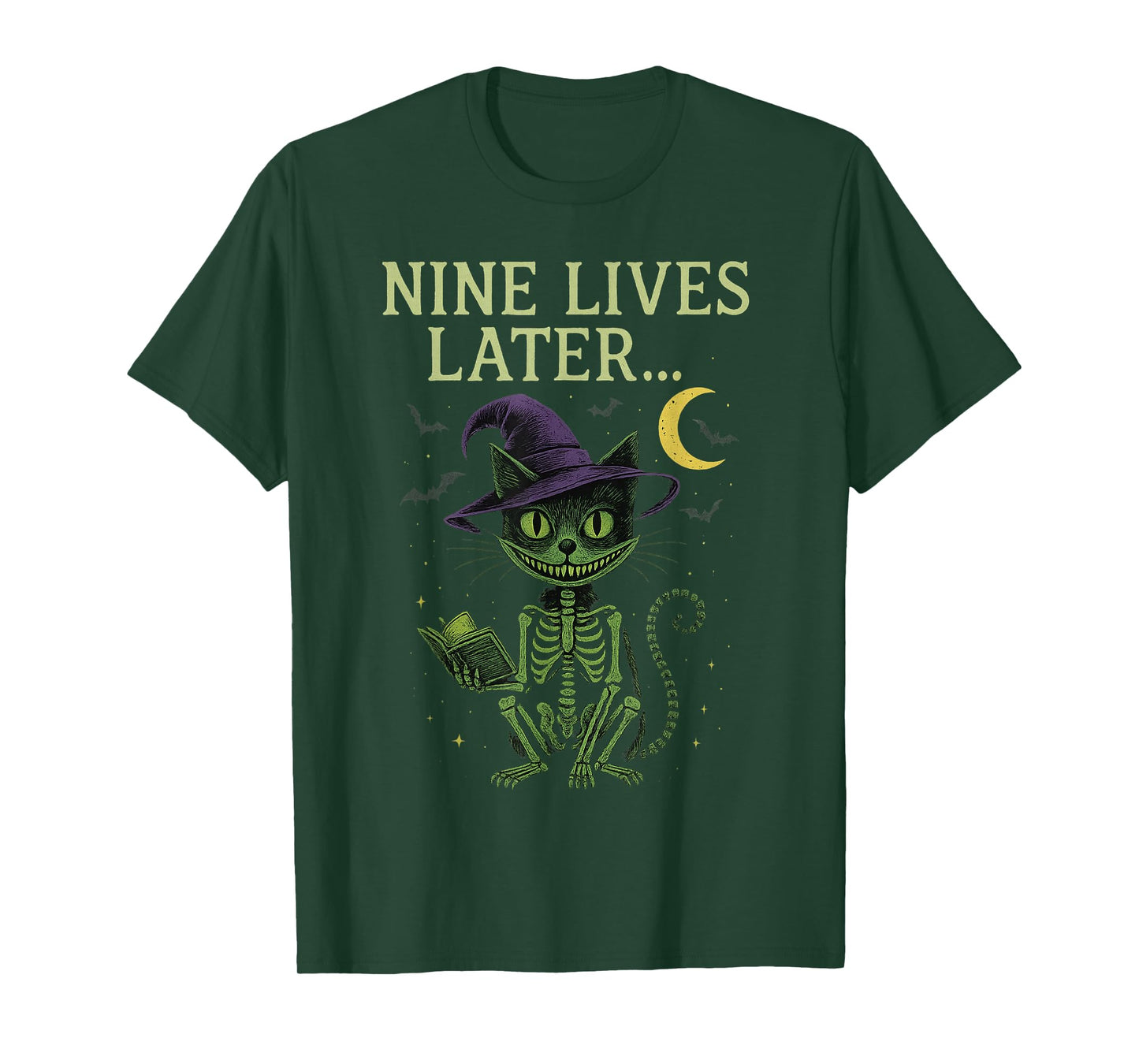Nine Lives Later Funny Skeleton Cat Halloween T-Shirt