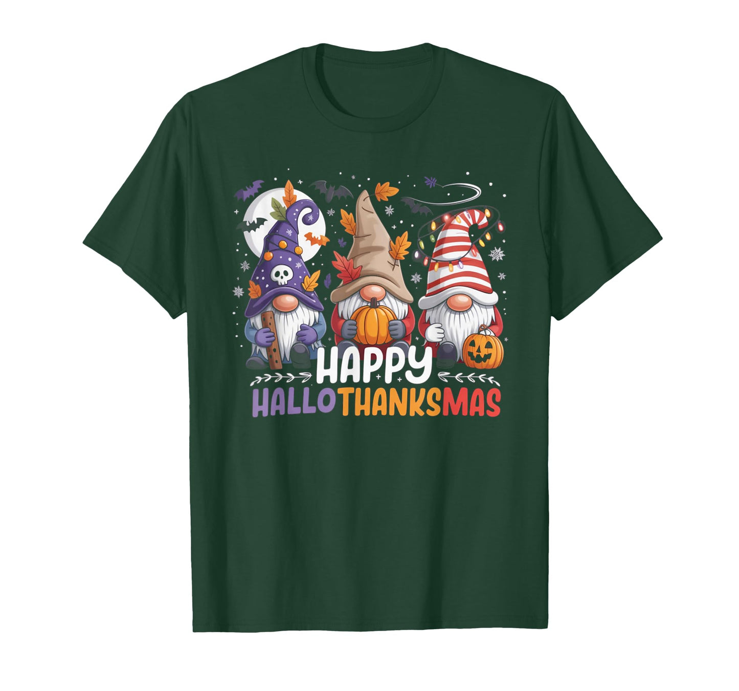 HalloThanksMas Gnomes Halloween Thanksgiving T-Shirt