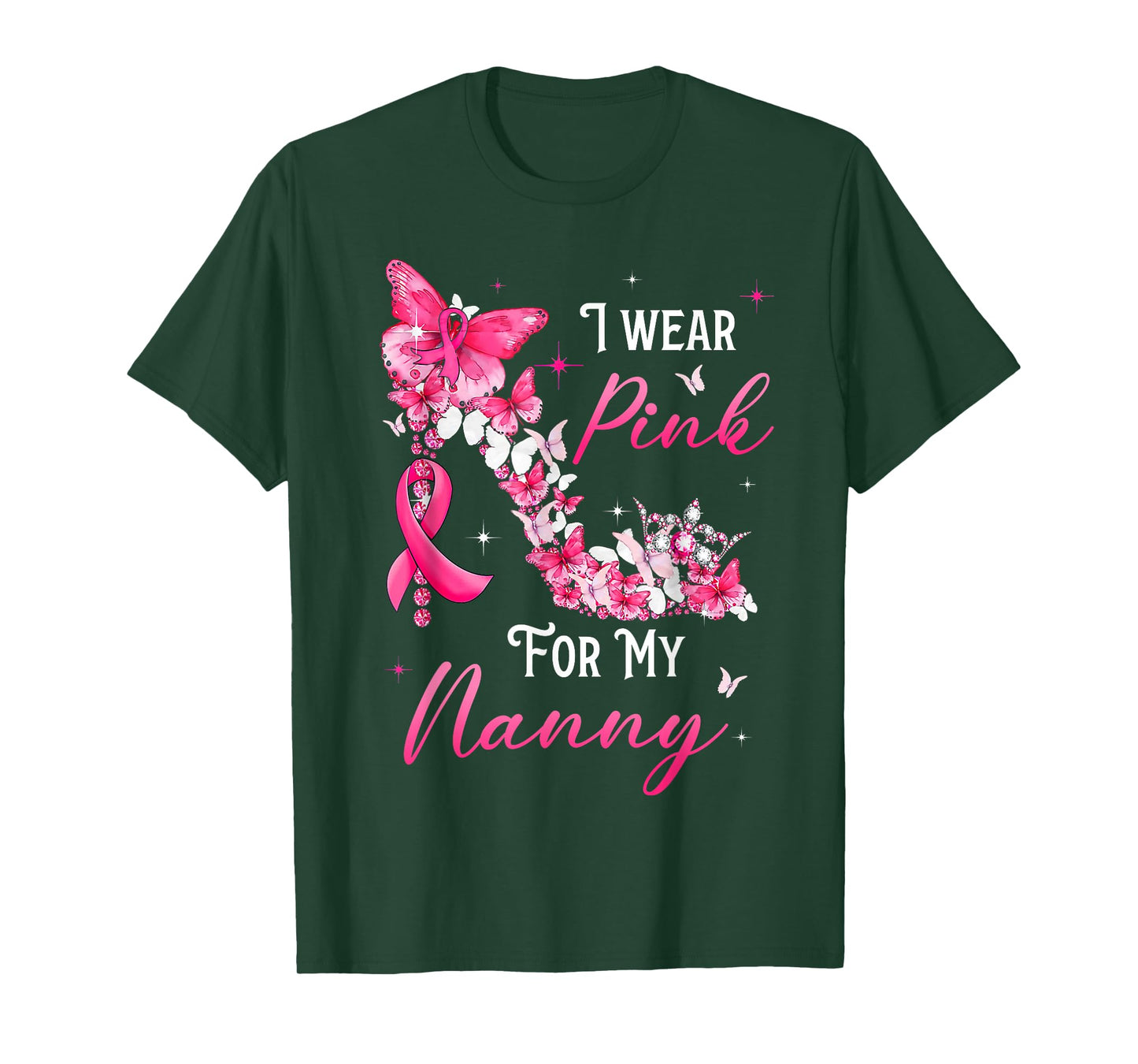 I Wear Pink for My Nanny Breast Cancer Ribbon Support Gift T-Shirt