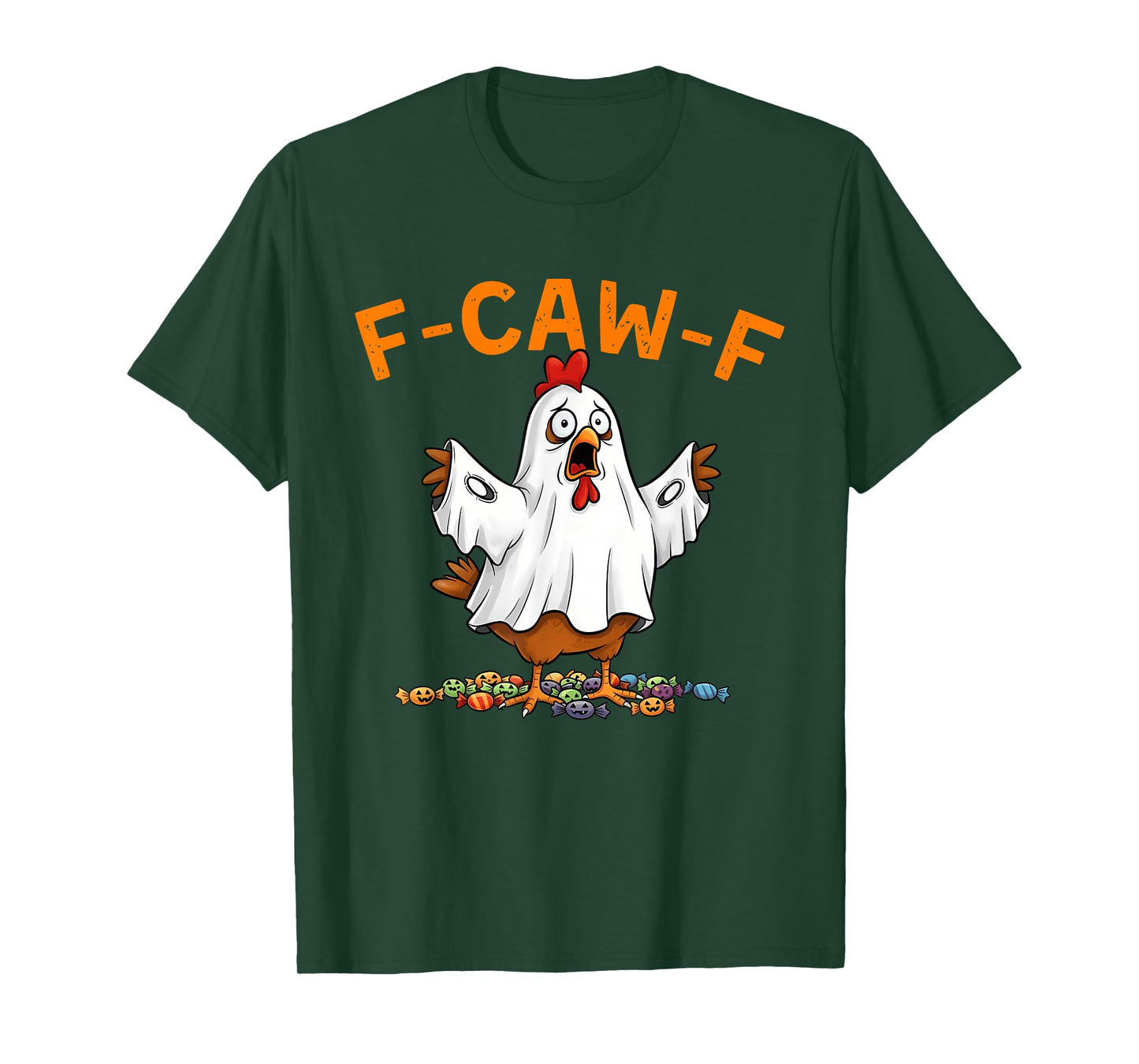 F-Caw-F Funny Chicken Ghost Humor F-Caw-F Rooster Halloween T-Shirt