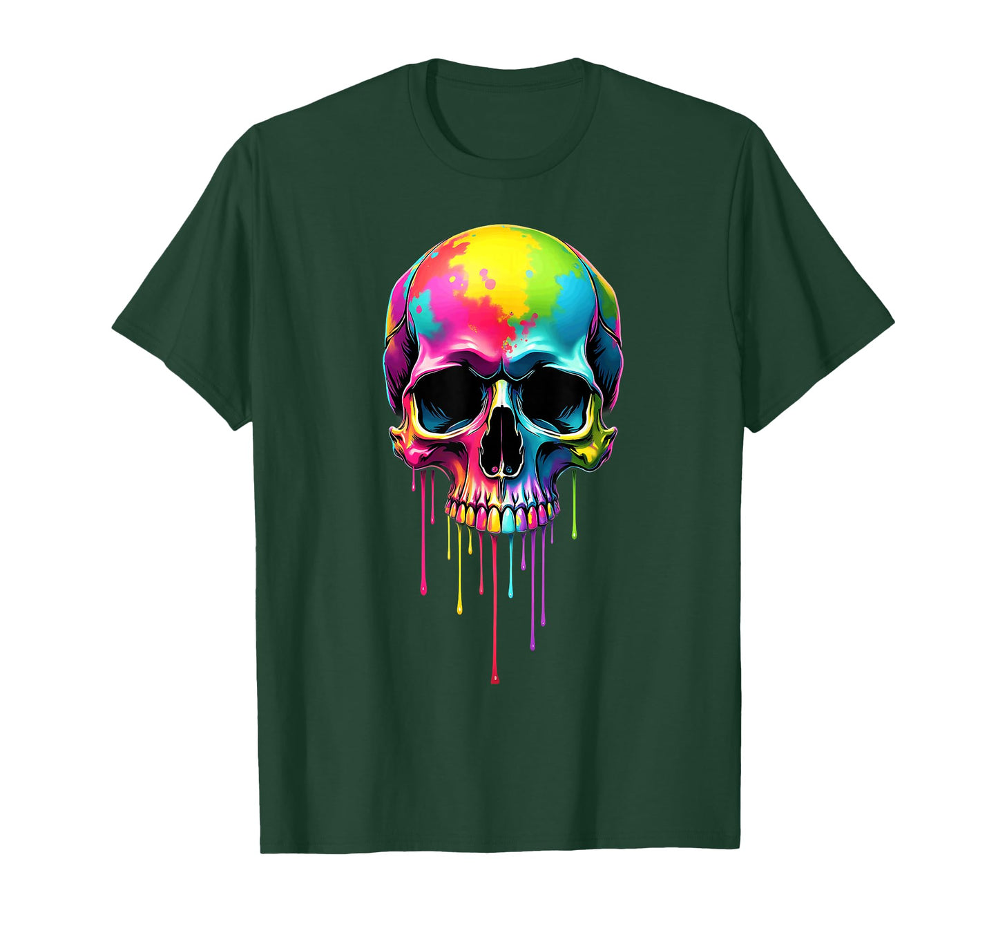 Colorful Skull Melting Halloween T-Shirt
