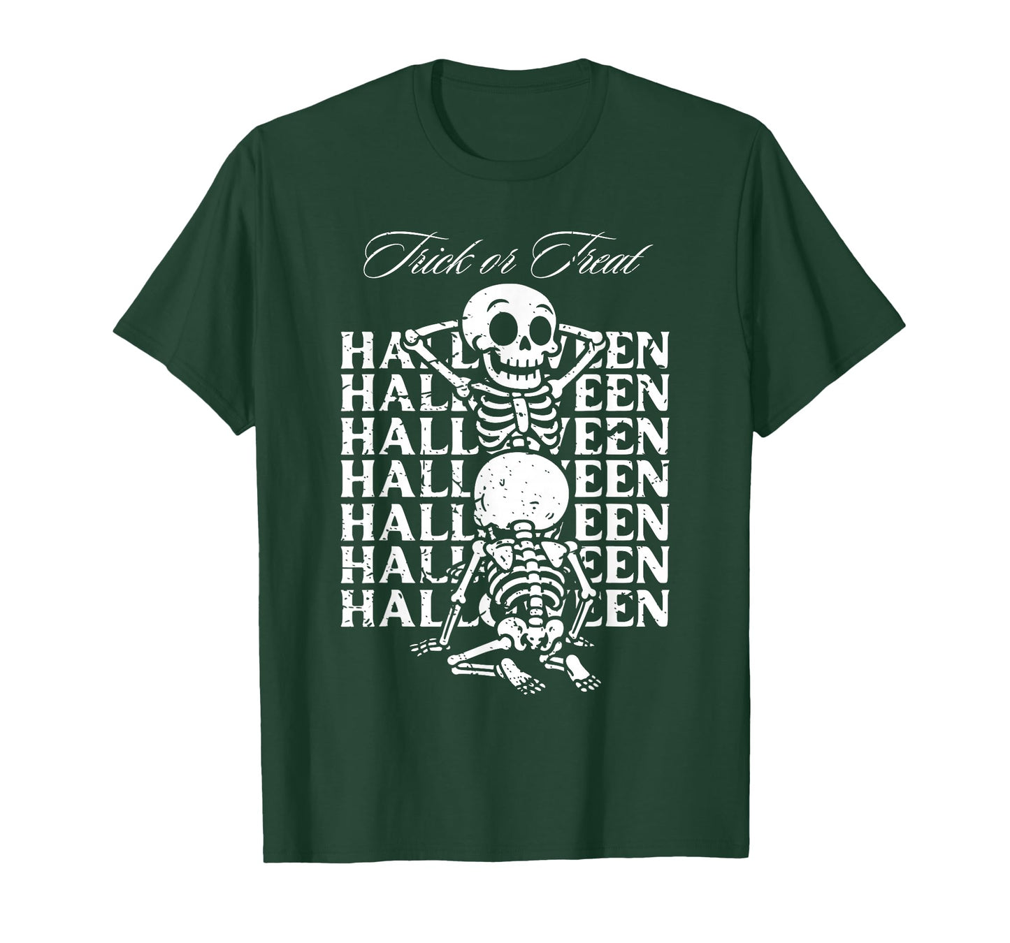 Halloween Trick or Treat Funny Skeleton Couple Men & Women T-Shirt