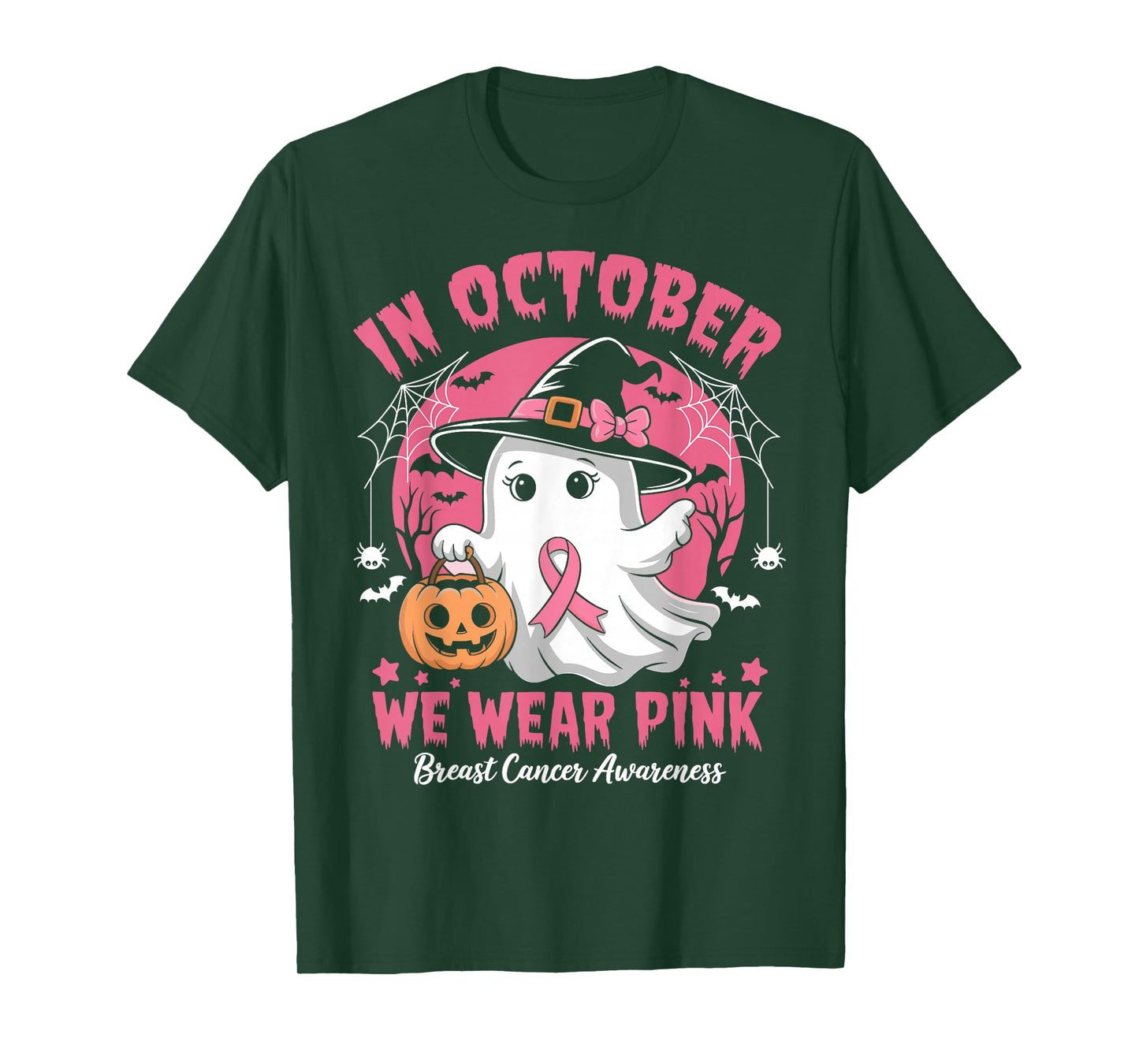 In October We Wear Pink Shirt Halloween Breast Cancer Women T-Shirt