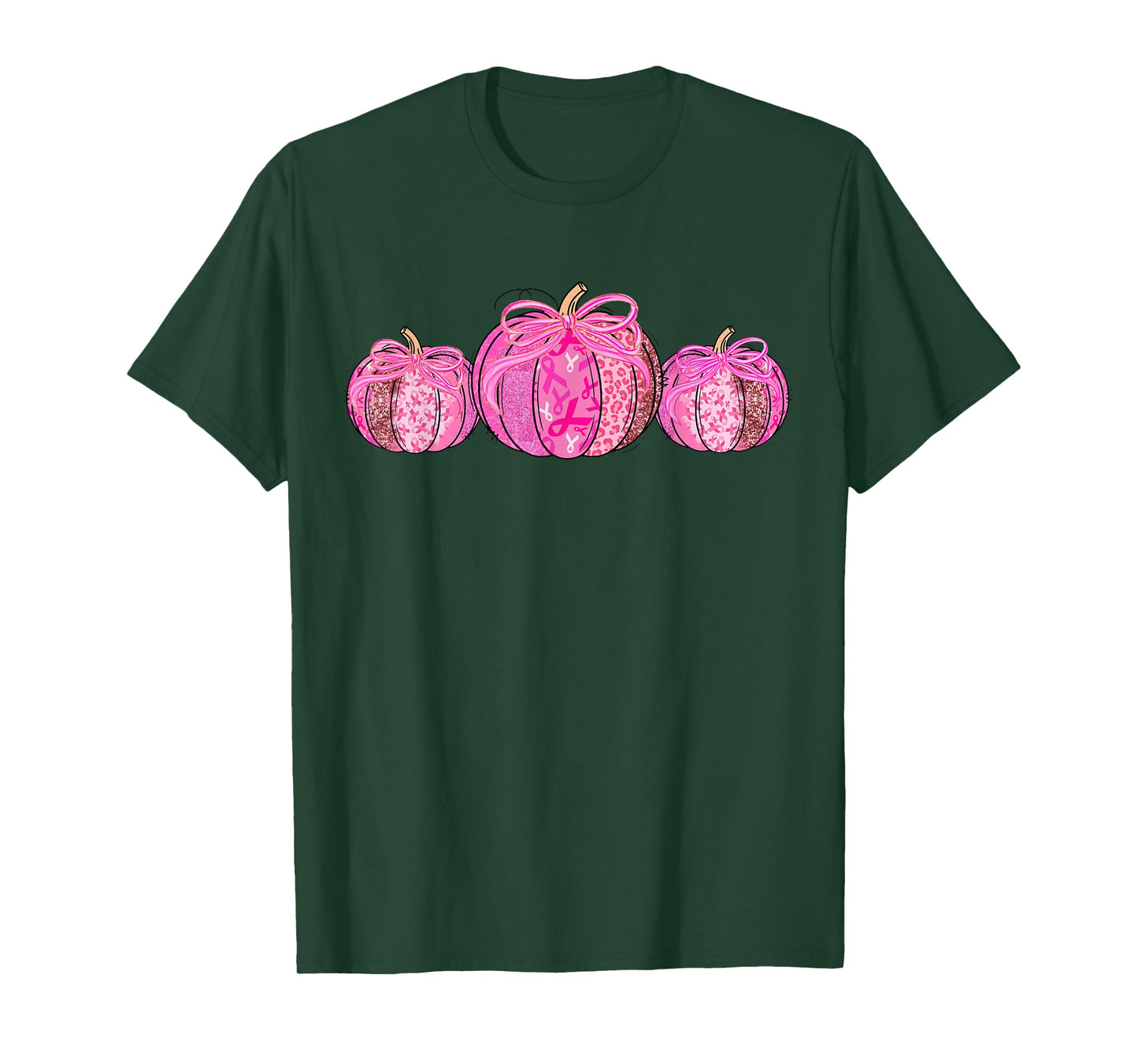 Pumpkin Patch Leopard Pink Bow Ribbon Fall Winter Women Girl T-Shirt