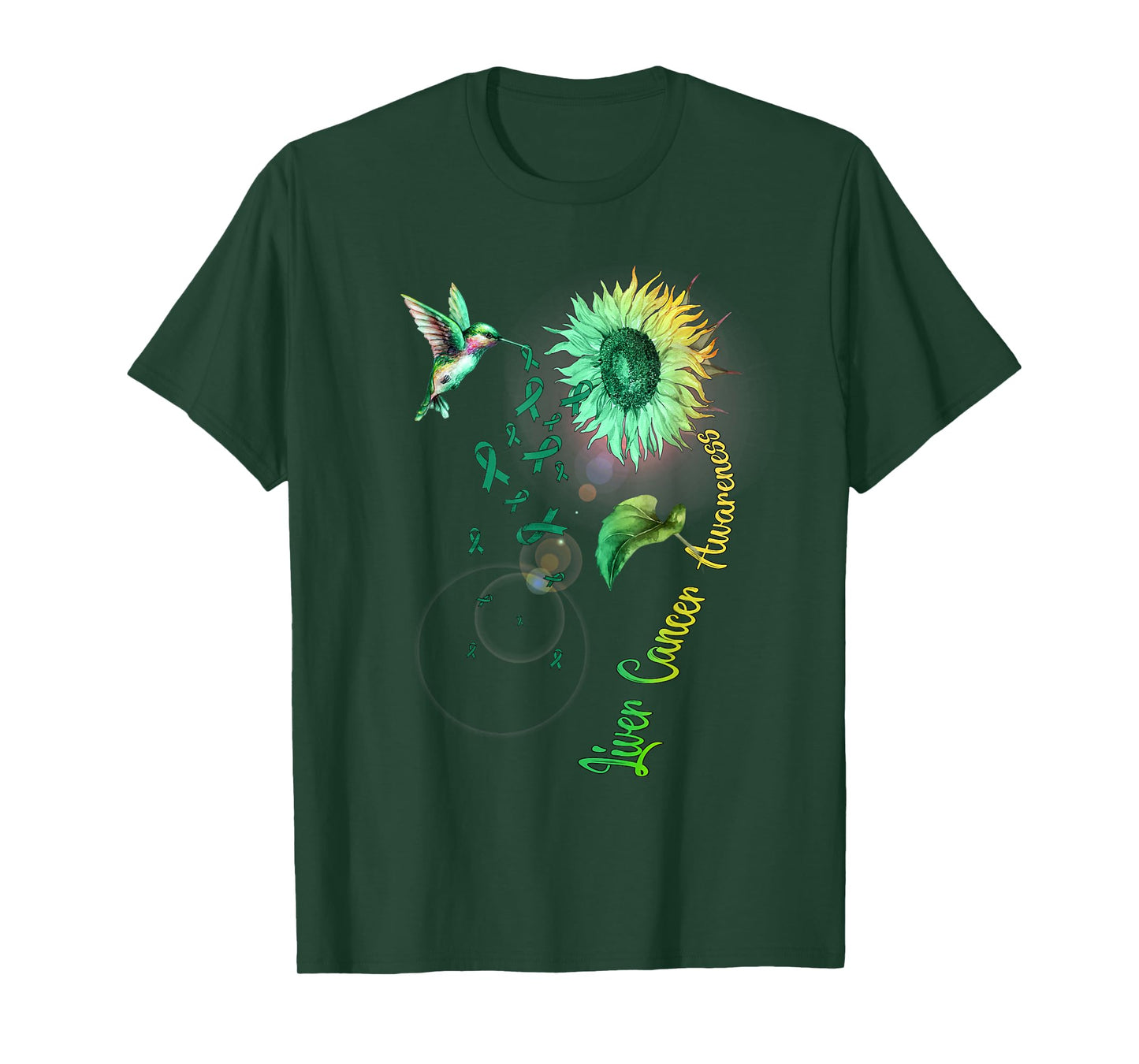 Liver Cancer Sunflower Hummingbird T-Shirt