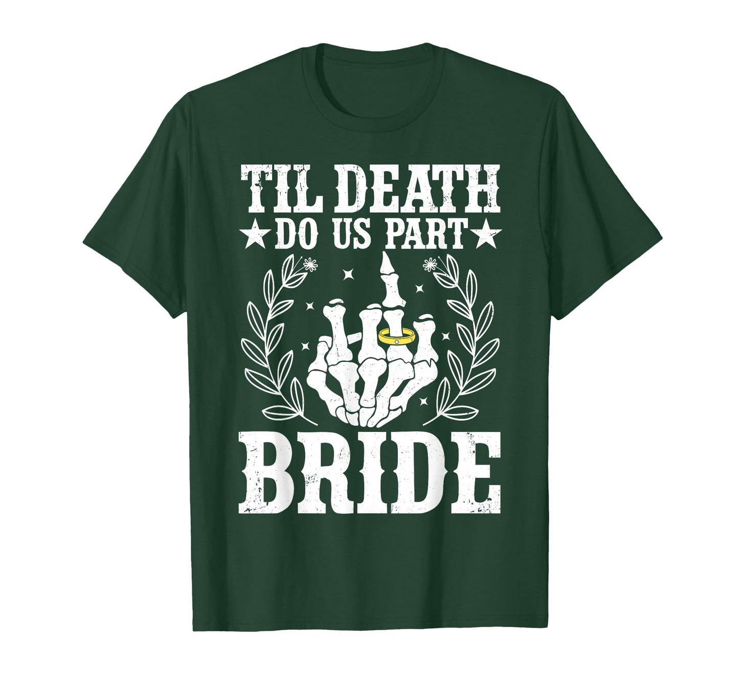 Halloween Wedding Til Death Do Us Part Bride Skeleton T-Shirt