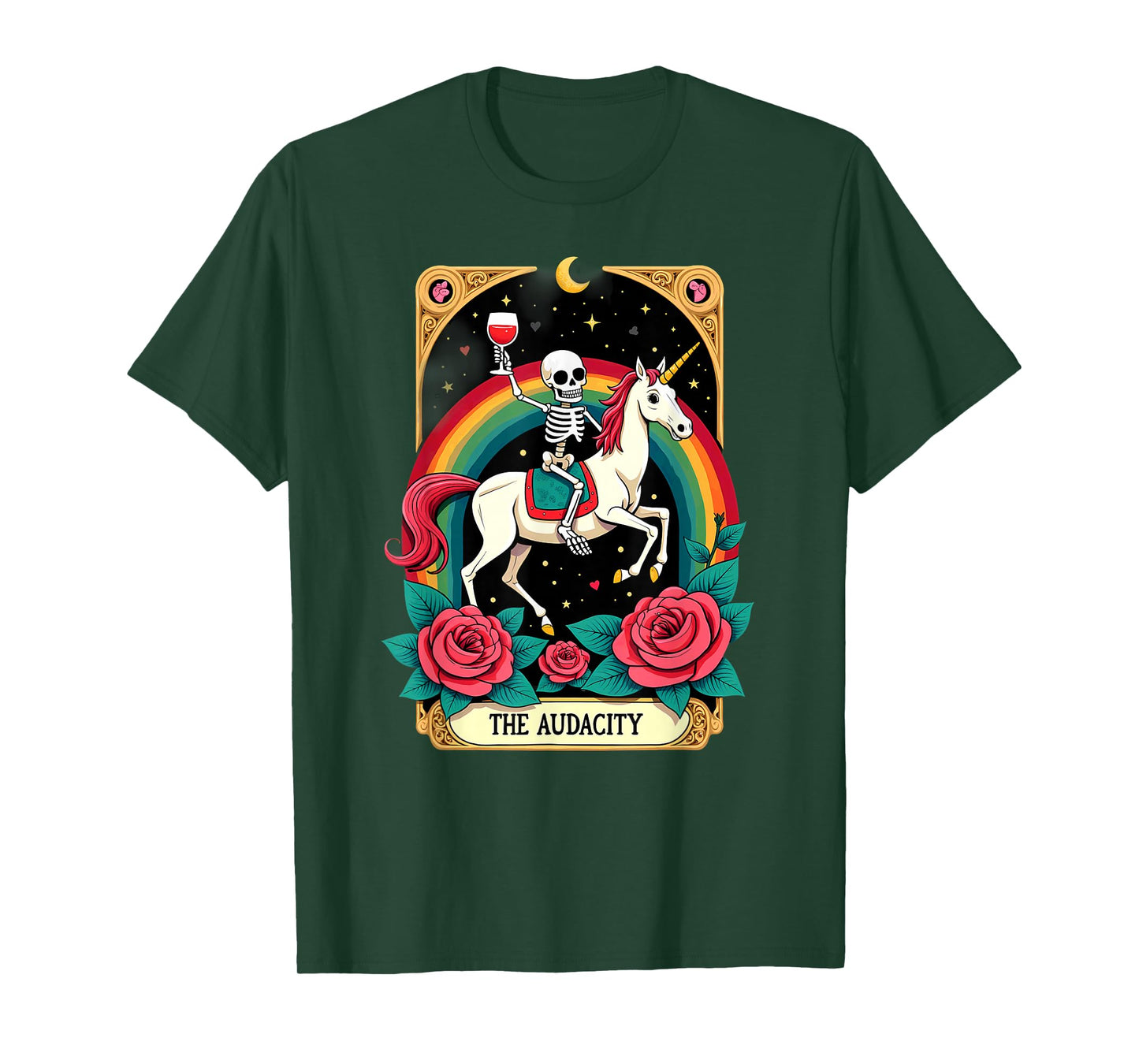 Gothic Skeleton Toasting The Audacity Unicorn T-Shirt