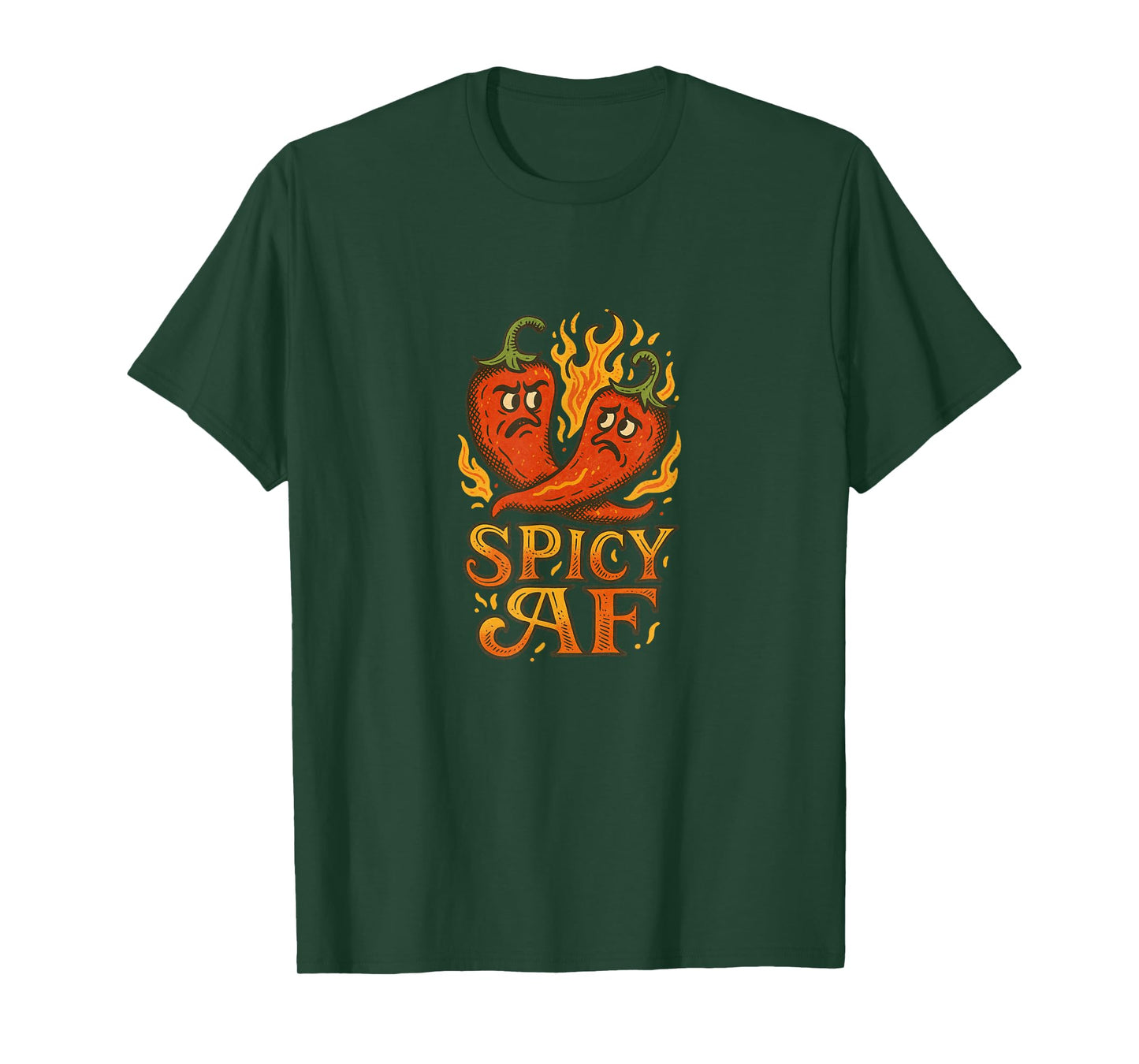 Spicy AF Hot Peppers Funny Fiery Foodie Heat Design T-Shirt