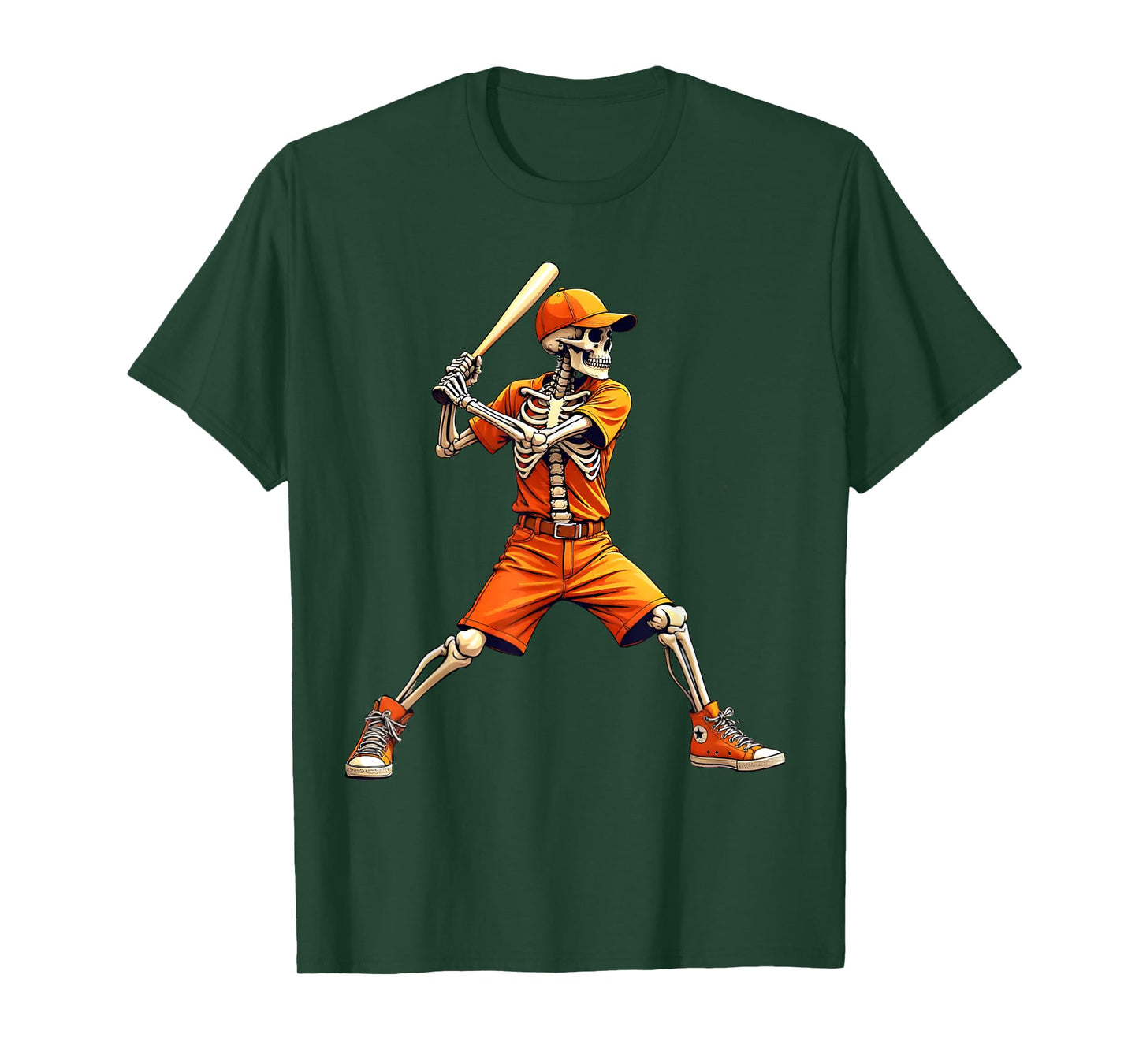 Funny Skeleton Baseball Halloween Scary Costume Men Boys T-Shirt