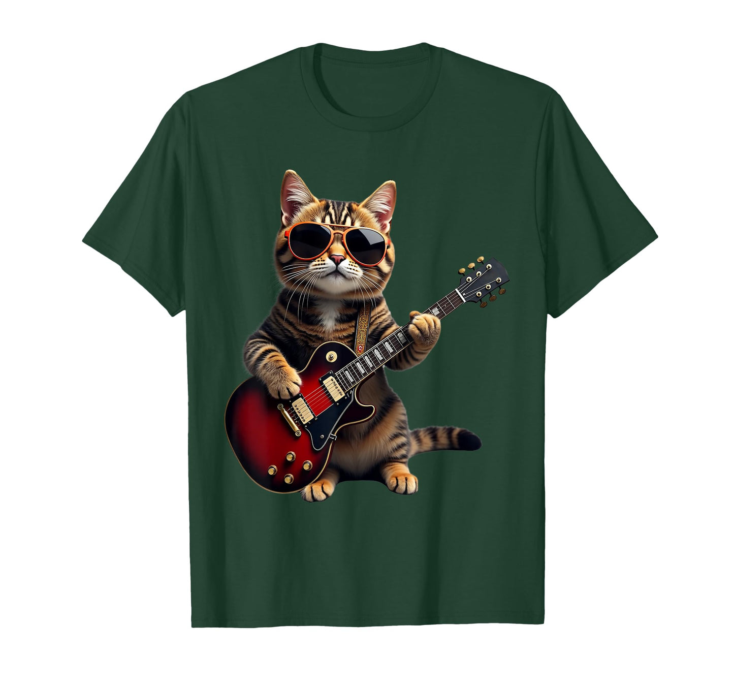 Funny Rock Cat Enthusiast Lover Music Roll Heavy Guitar Cats Men Women Kids T-Shirt