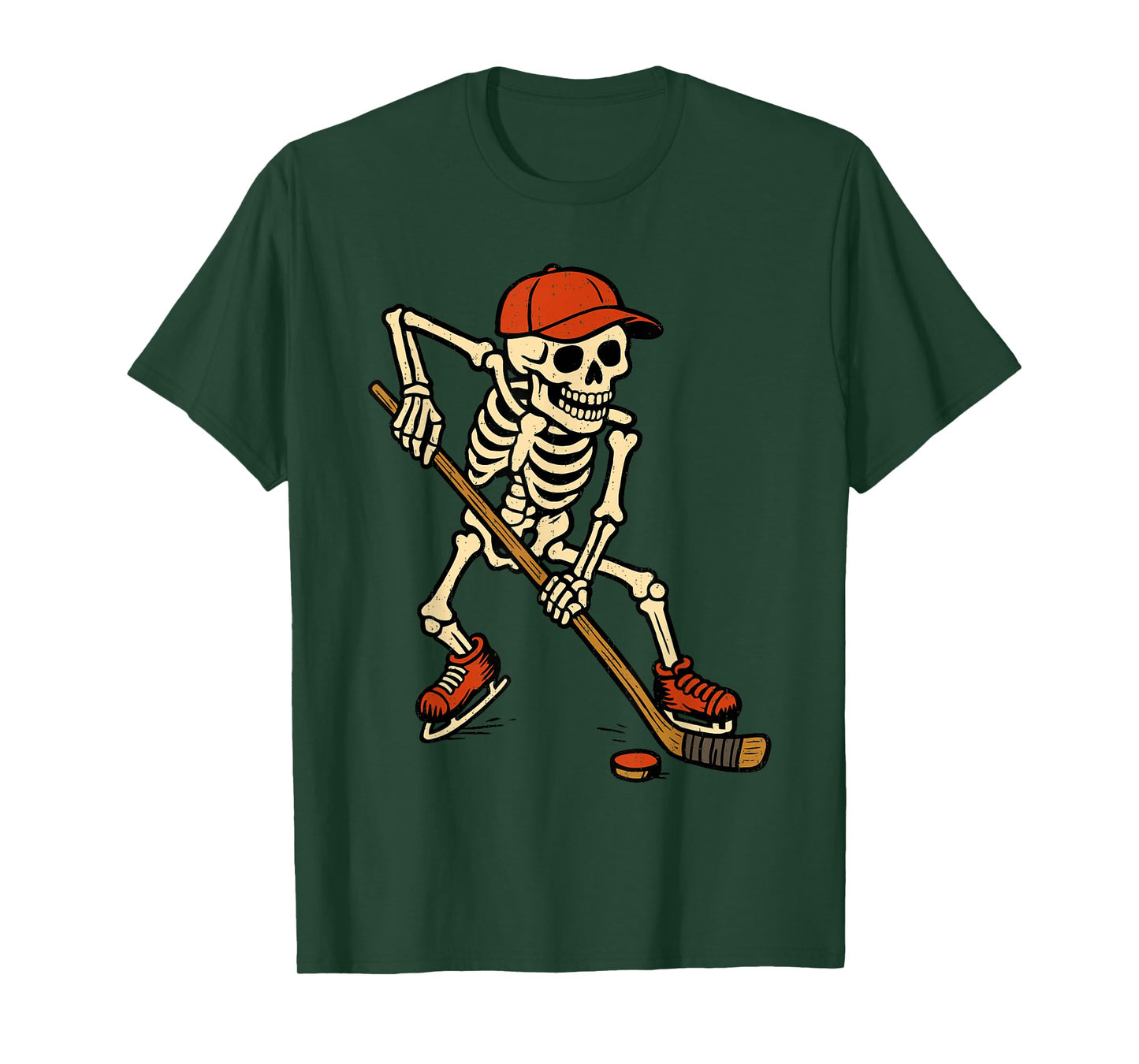 Skeleton Ice Hockey Halloween Costume Spooky Sport Player T-Shirt